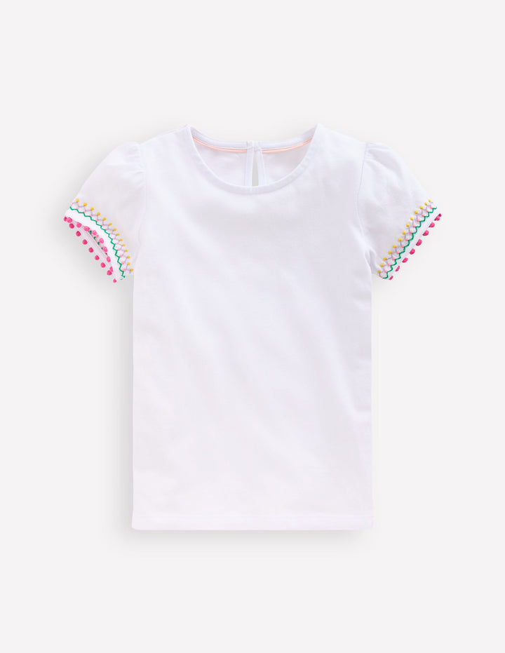 T-shirt à manches bouffantes-Blanc