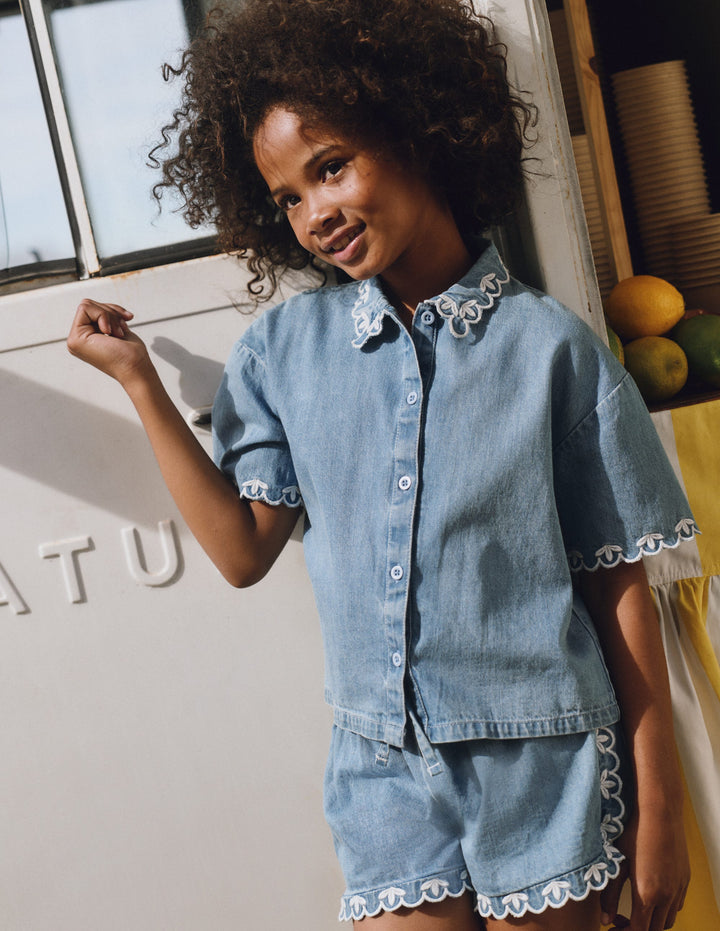 Kurzärmliges, lockeres Hemd-Medium Vintage