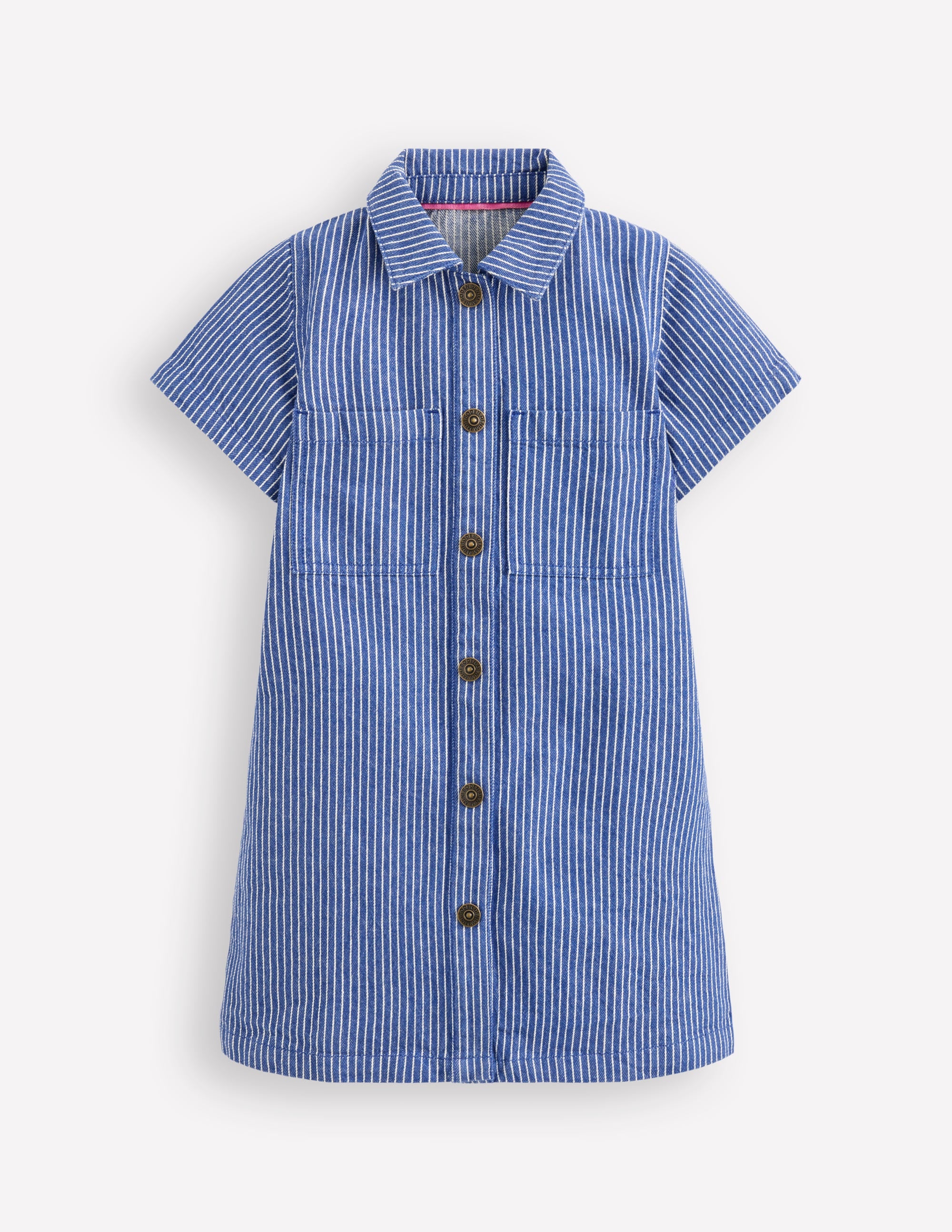 Robe-chemise Lena en jean-Rayé bleu saphir - Image 1