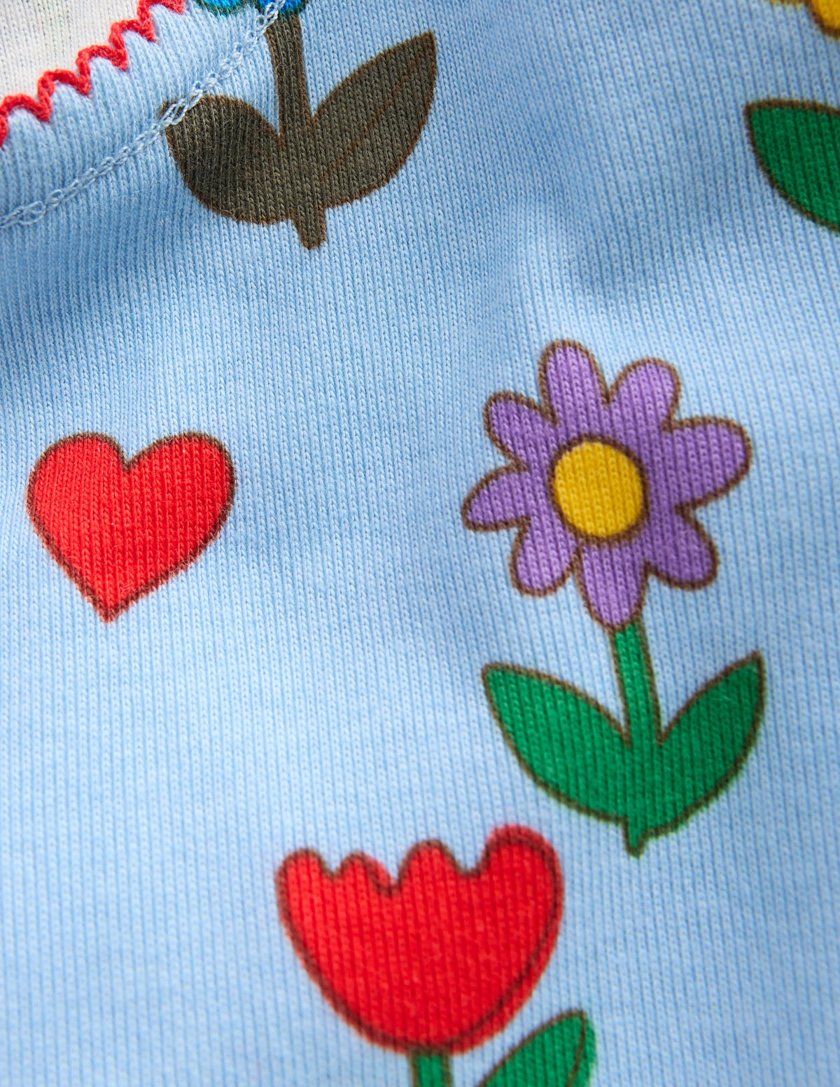 Eng anliegender, langer Schlafanzug-Gletscherblau Sonnenblumengarten - Image 3