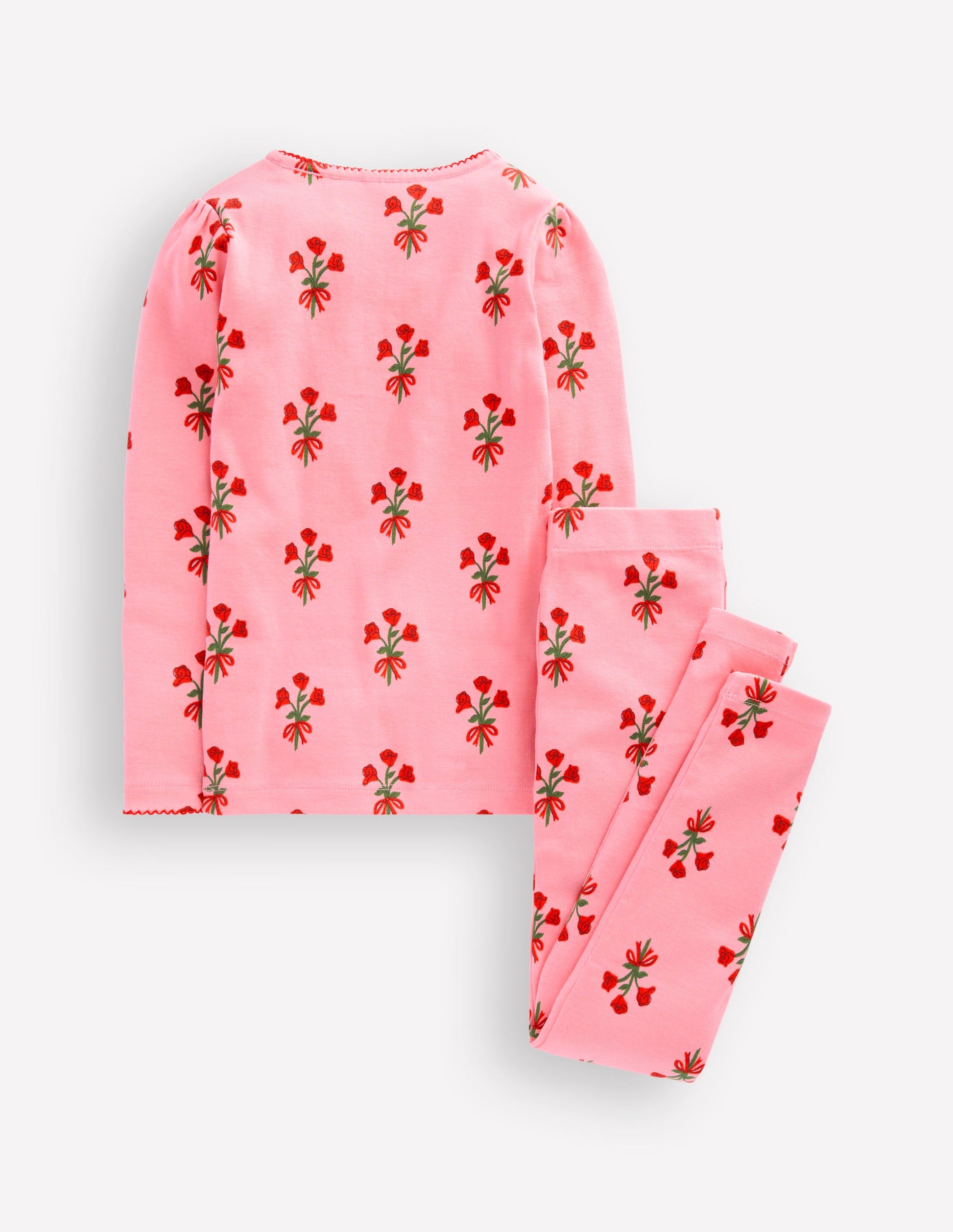 Pyjama long douillet-Motif Posy rose chewing-gum-2