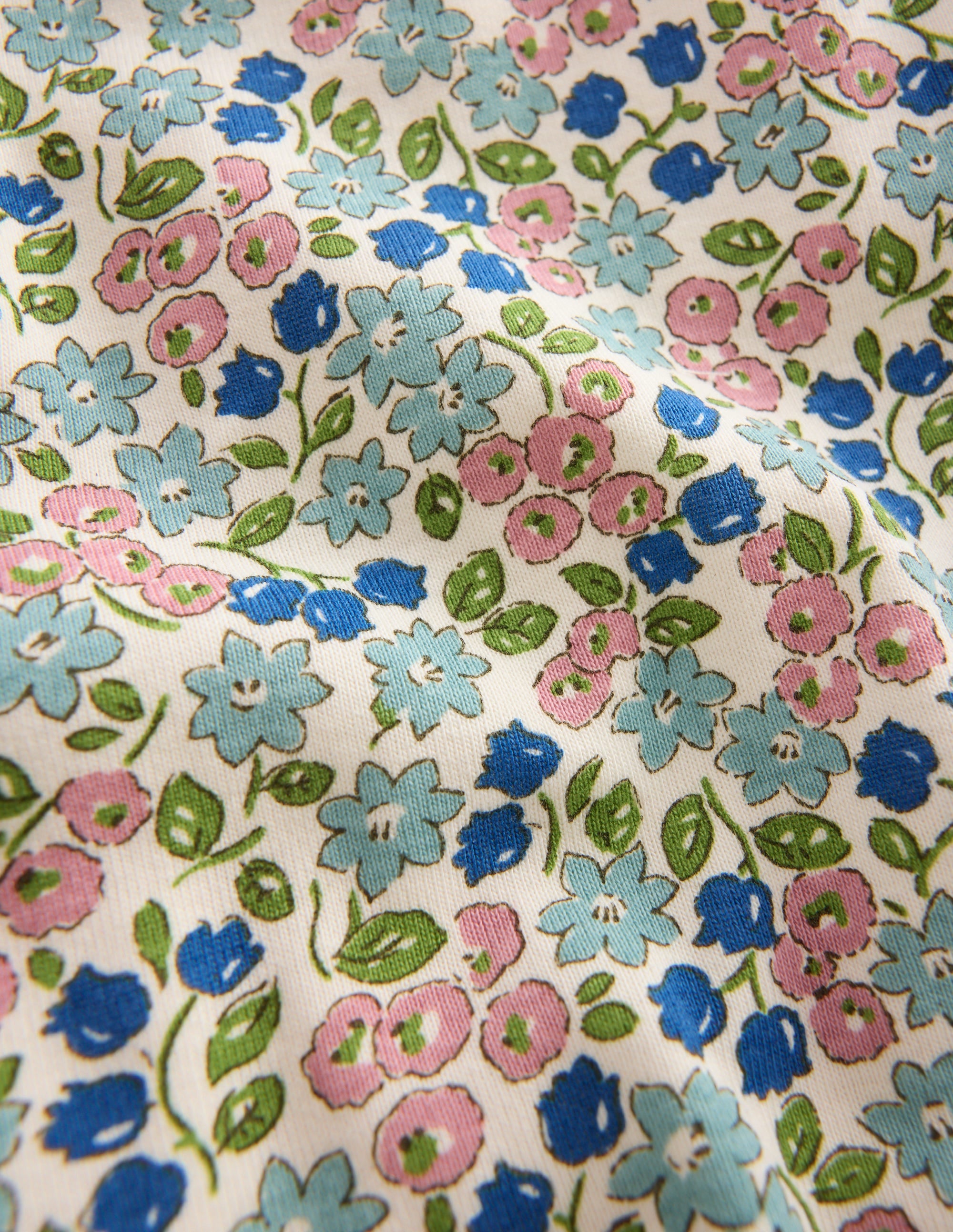 Eng anliegender Henley-Schlafanzug-Sanftes Naturweiß Frühling Kleines Blumenmuster - Image 3