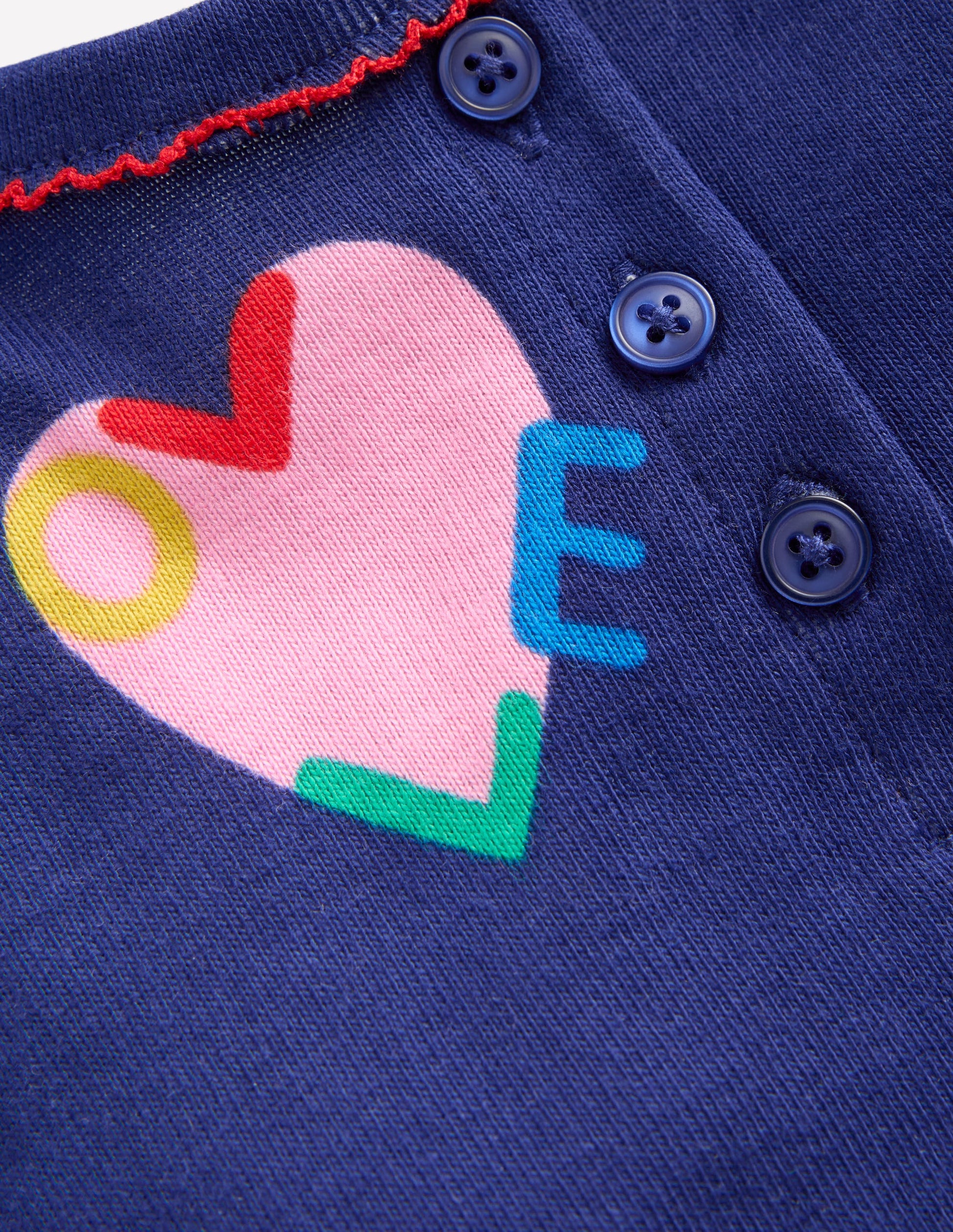 Pyjama à col tunisien douillet-Motif Love Hearts bleu tribord-3