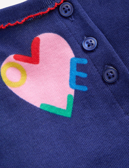 Pyjama à col tunisien douillet-Motif Love Hearts bleu tribord-3