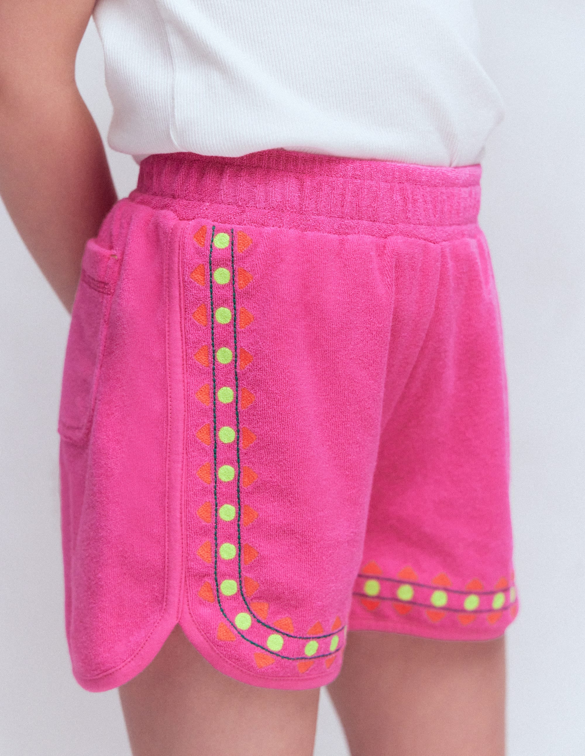 Bestickte Frottee-Shorts-Sorbet-Rosa Stickerei - Image 2