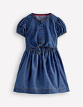 Gewebtes Kleid zum Binden vorn-Heller Used Look