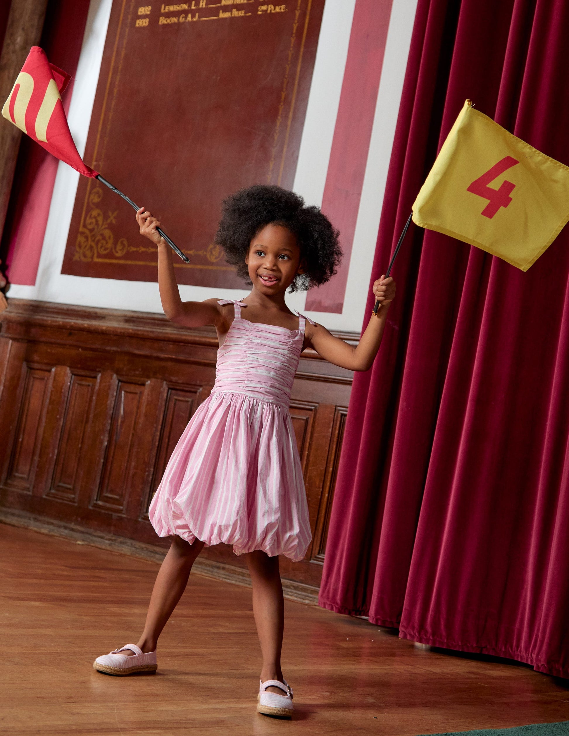 Ruched Bodice Bubble Dress-Formica Pink Stripe-1