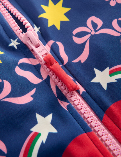 Lustiger, langärmliger Badeanzug-Saphirblau Einhorn-3