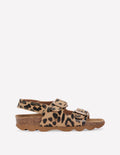 Sandalen in Blockfarben-Mohair, Leopardenmuster