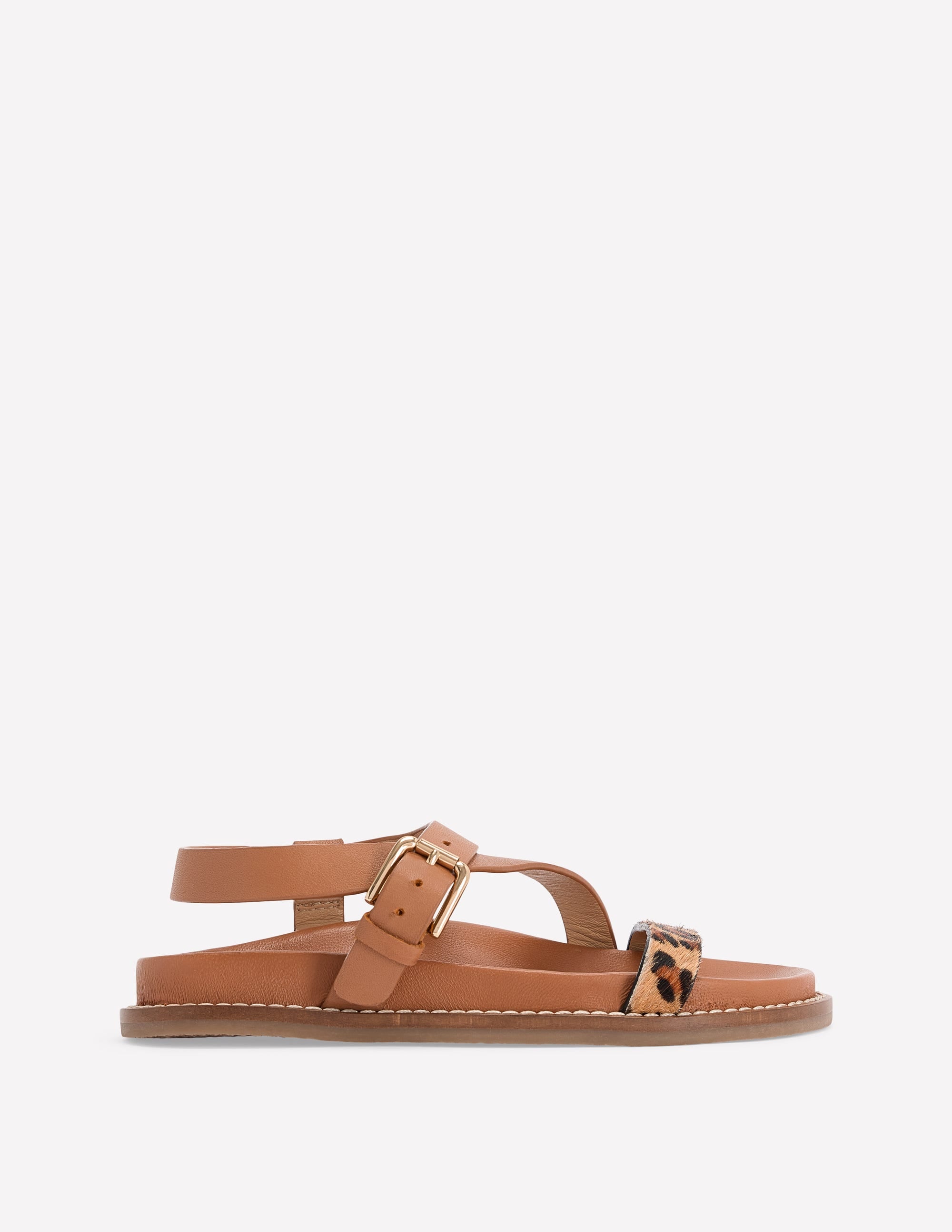 Asymmetrische Sandalen mit gekreuzten Riemen-Hellbraun - Image 1