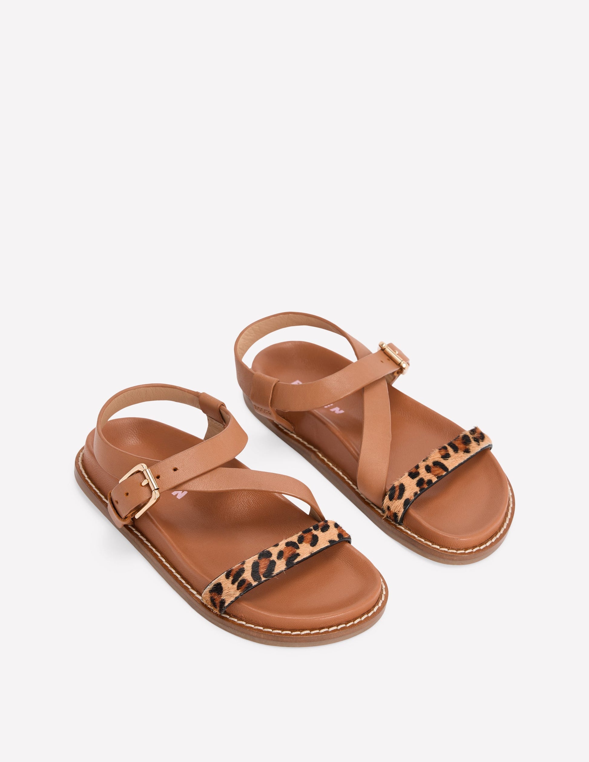 Asymmetrische Sandalen mit gekreuzten Riemen-Hellbraun-2