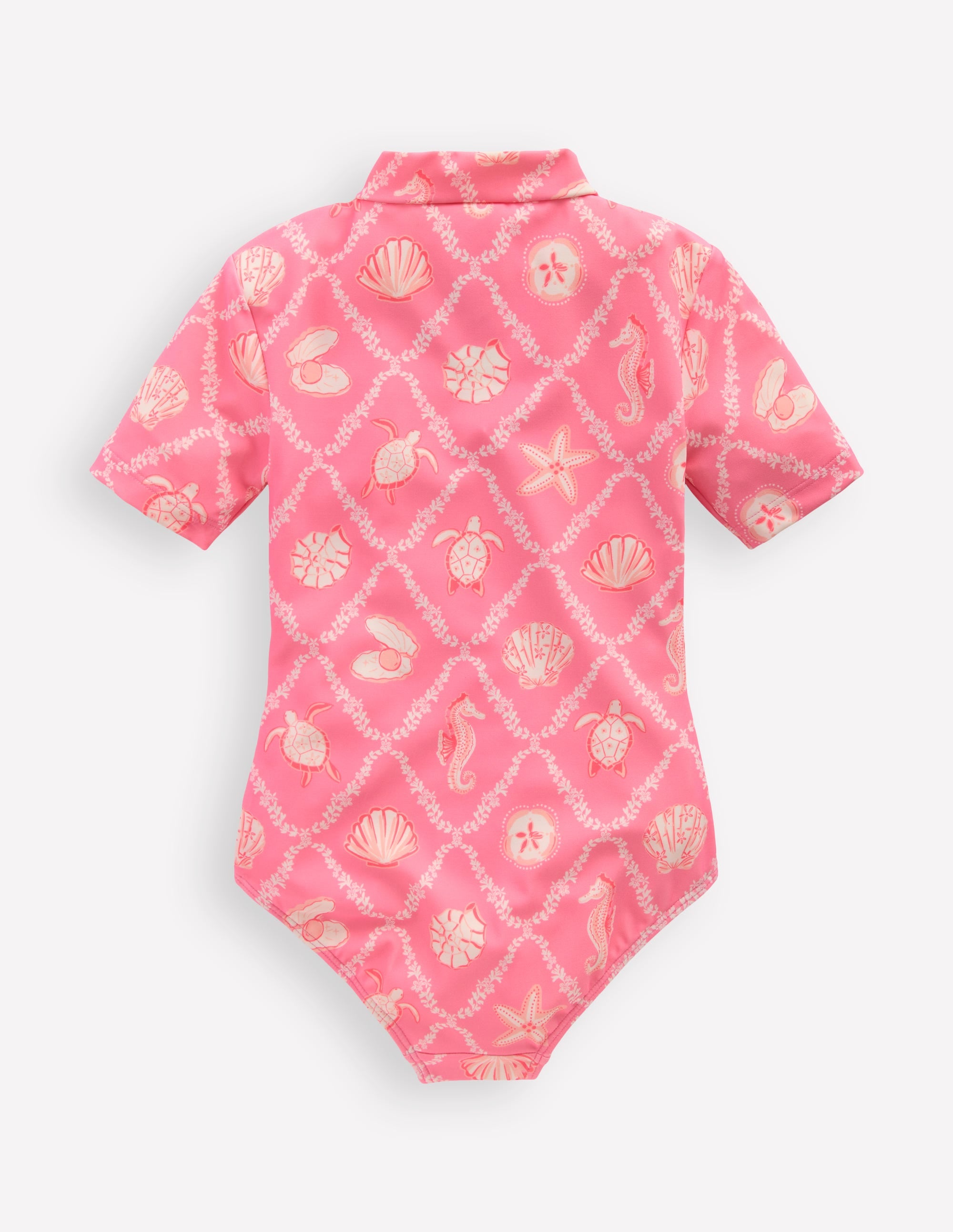 Maillot de bain à manches courtes-Tuile coquillage rose saumon - Image 2