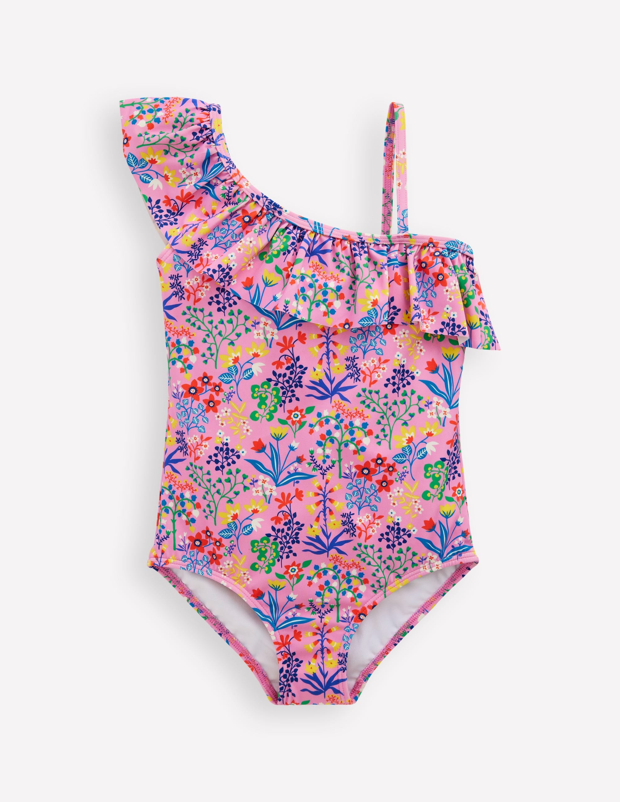Maillot de bain Lila asymétrique-Motif Garden Floral rose reine-des-près - Image 1