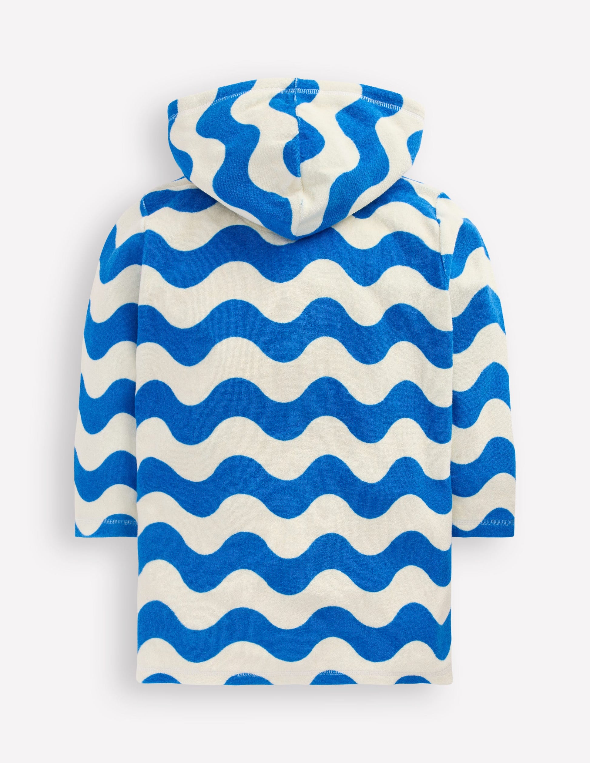 Romie Frottee-Badeponcho mit Reißverschluss-Blau und Naturweiß Wellen-2