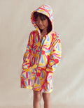 Poncho en éponge Romie à fermeture zippée-Motif Sunburst ivoire