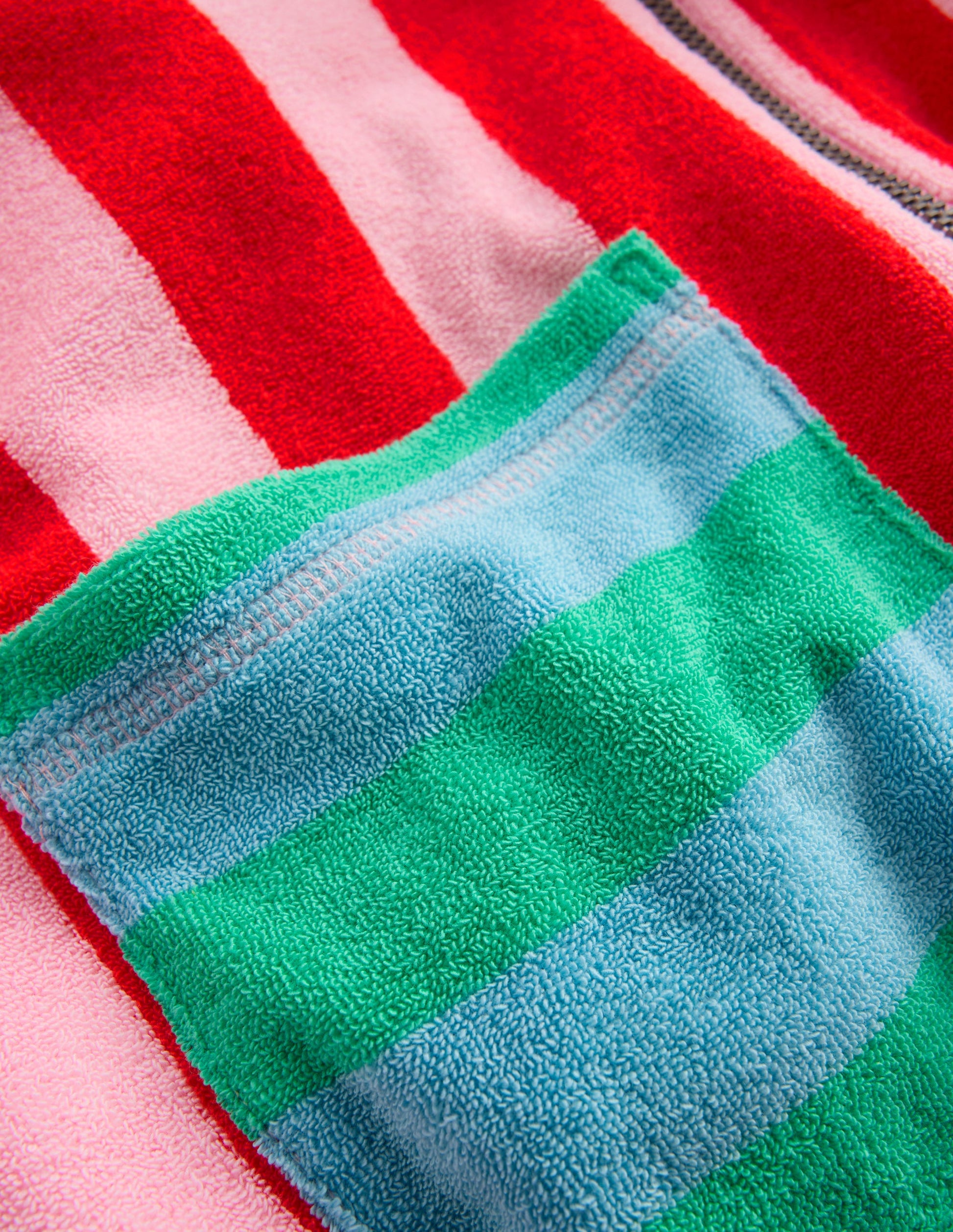 Poncho en éponge Romie à fermeture zippée-À Rayures Multicolores-5