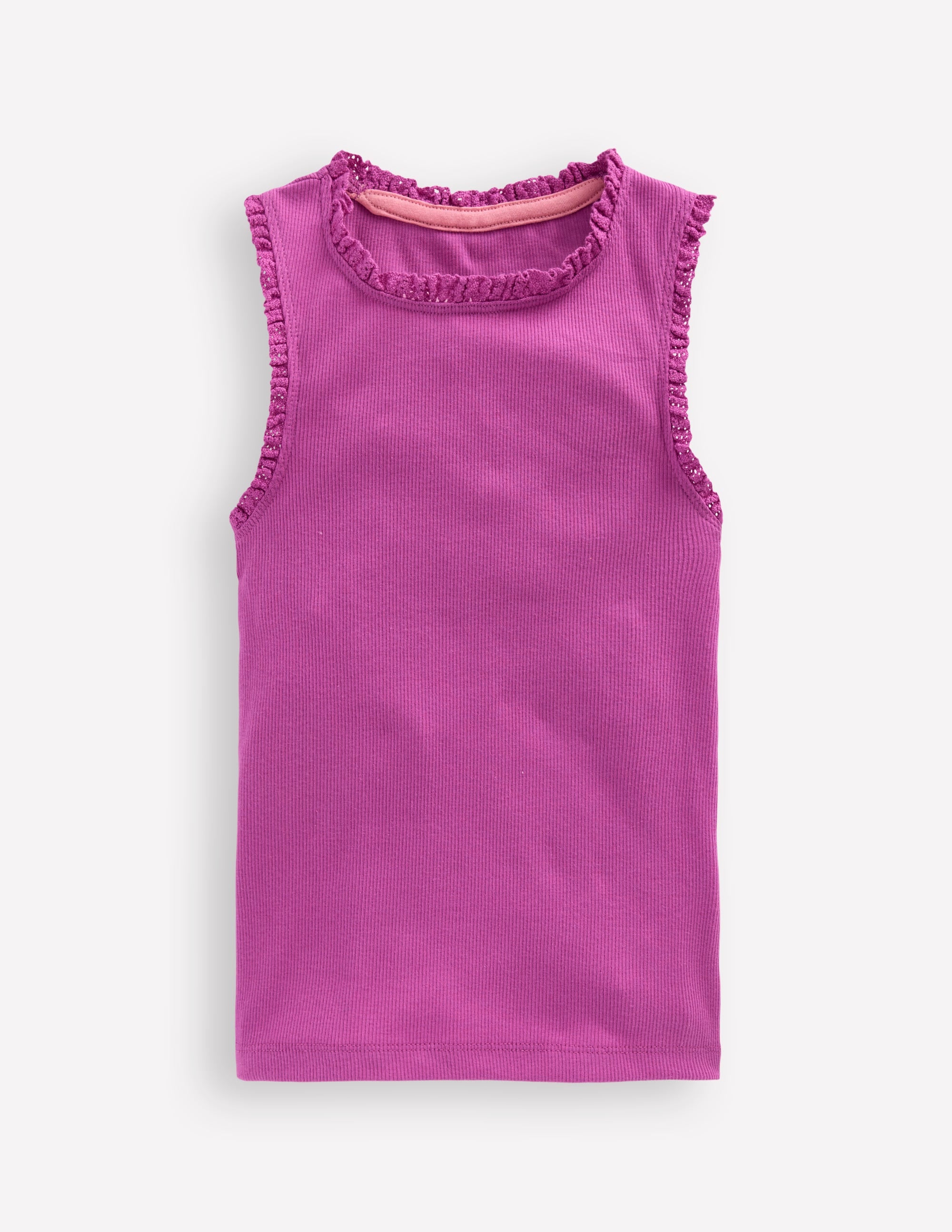 Ribbed Lace Trim Vest-Purple - Image 1