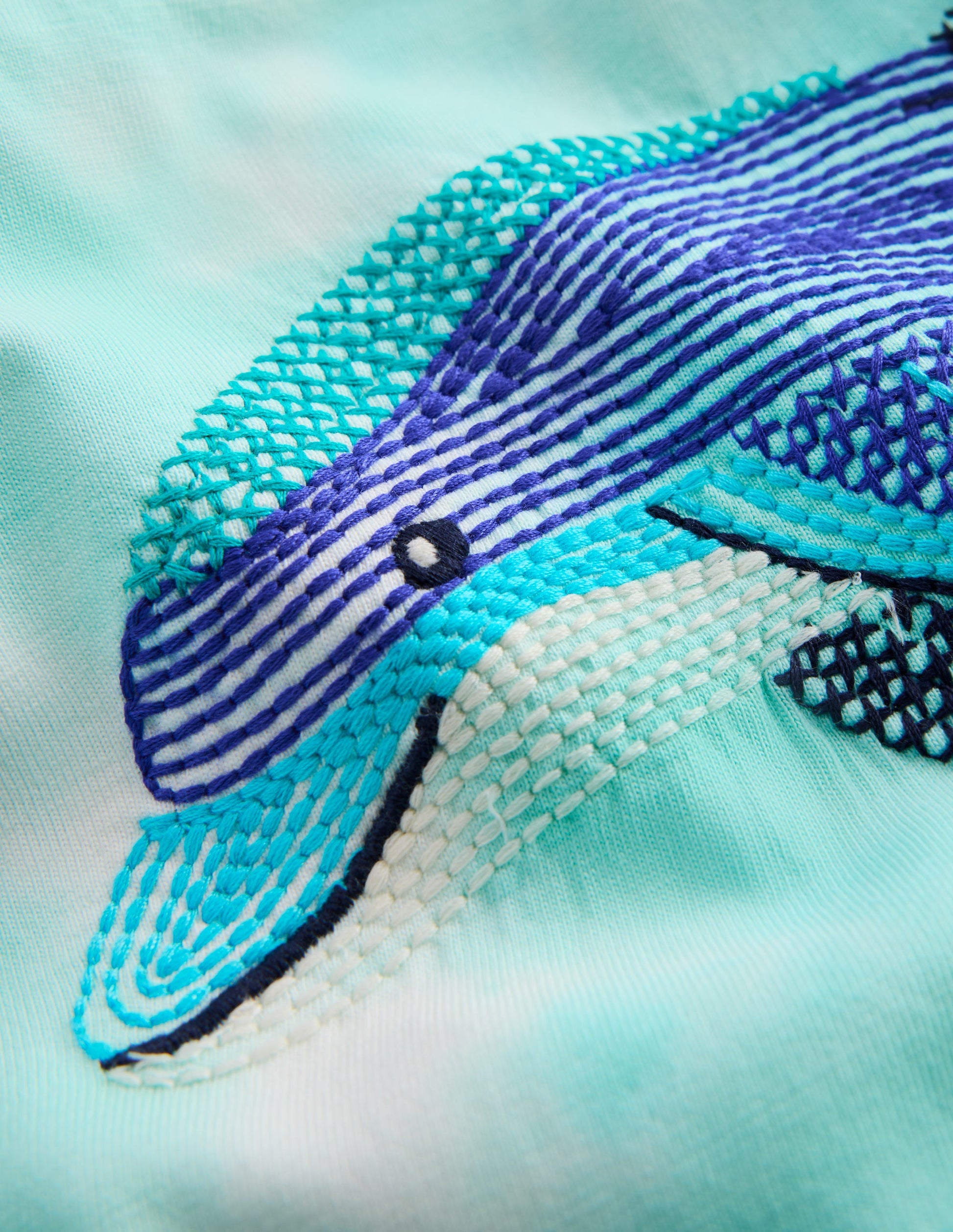 Oberteil mit Puffärmeln und Superstich-Blau Delfine-3