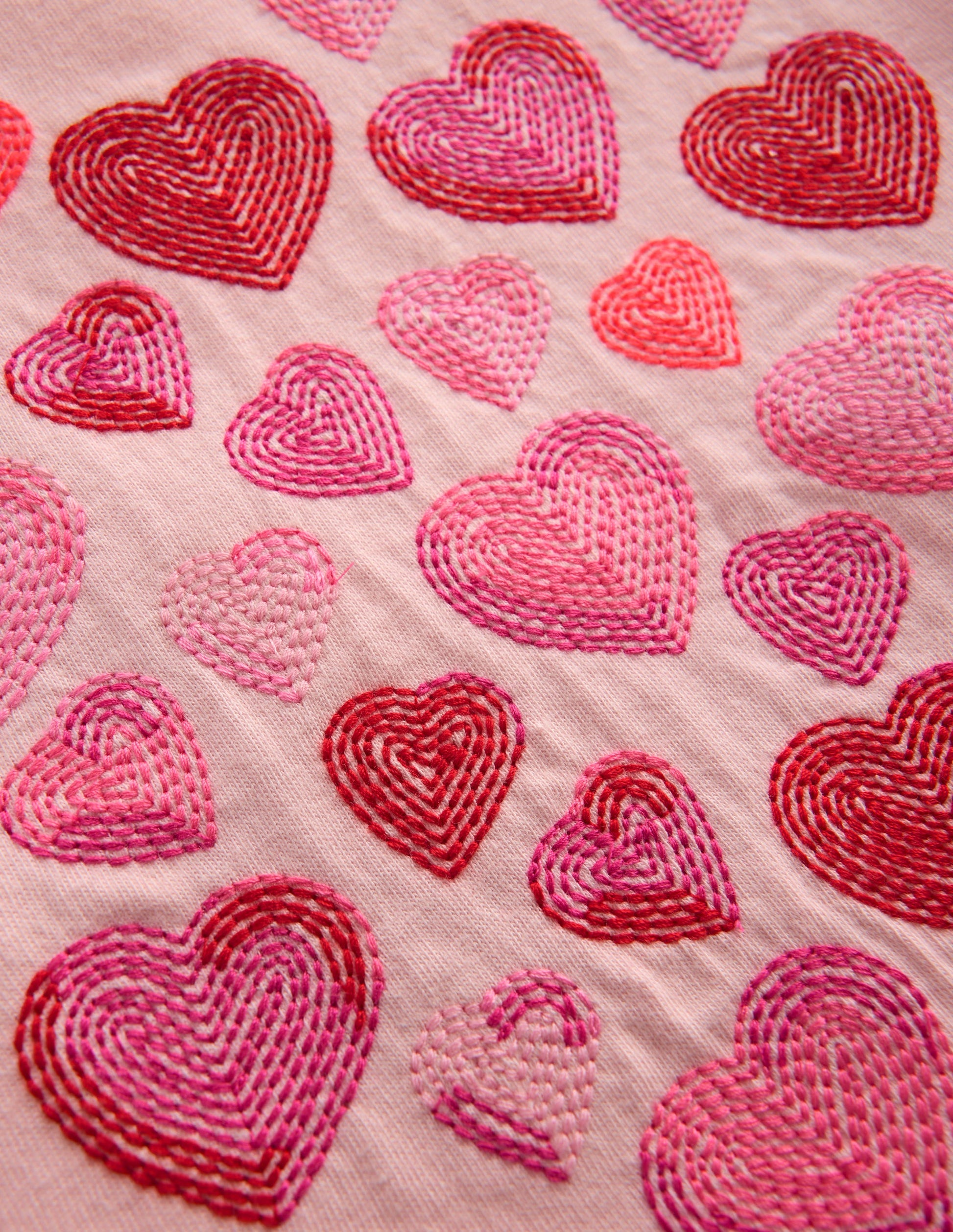 Oberteil mit Puffärmeln und Superstich-Kreiderosa Herzen-3