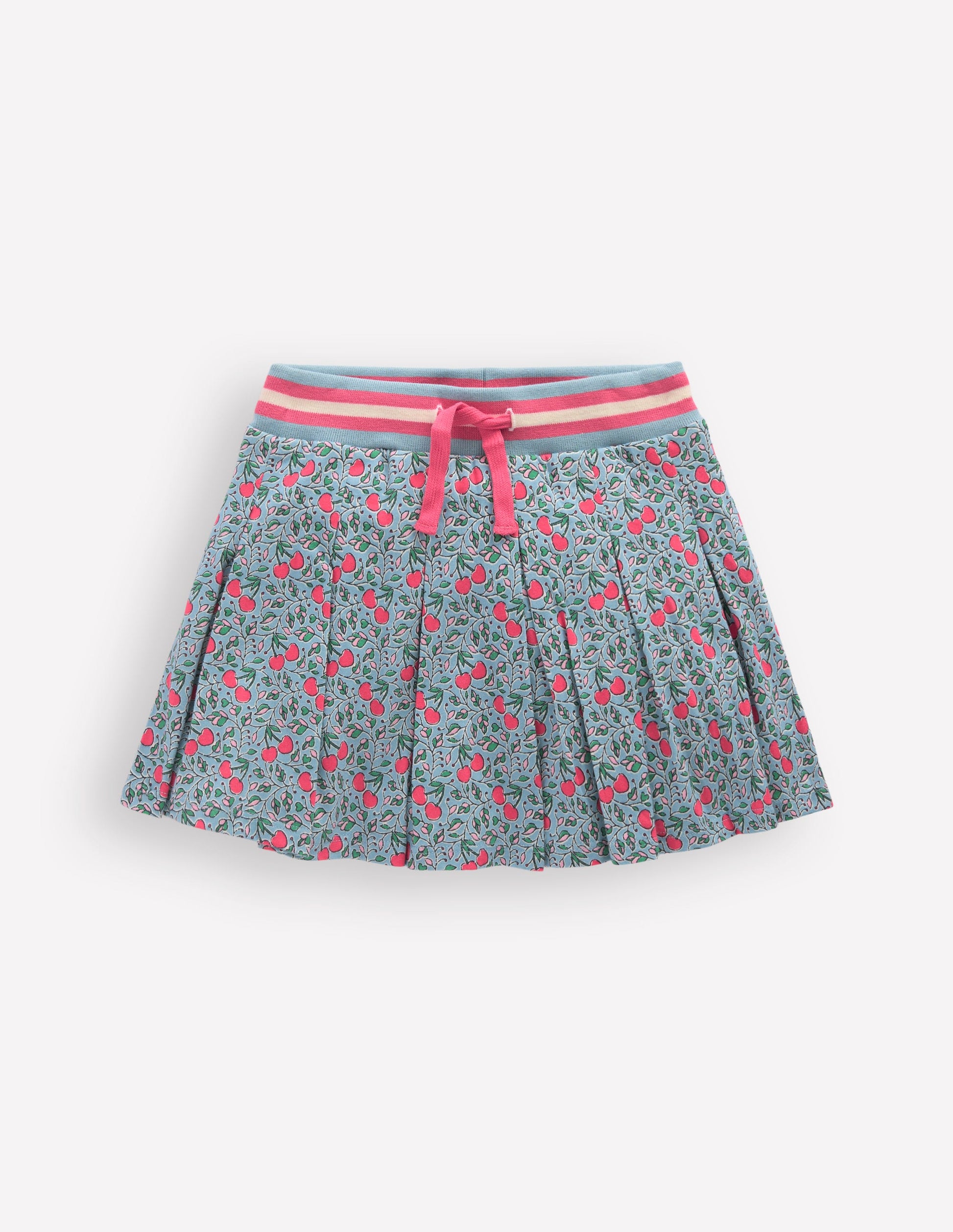 Plissierter Jersey-Skort-Blau Kirschen-1