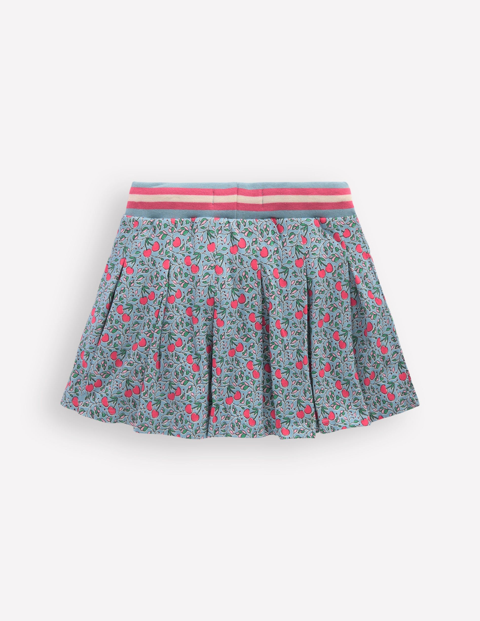 Plissierter Jersey-Skort-Blau Kirschen-2