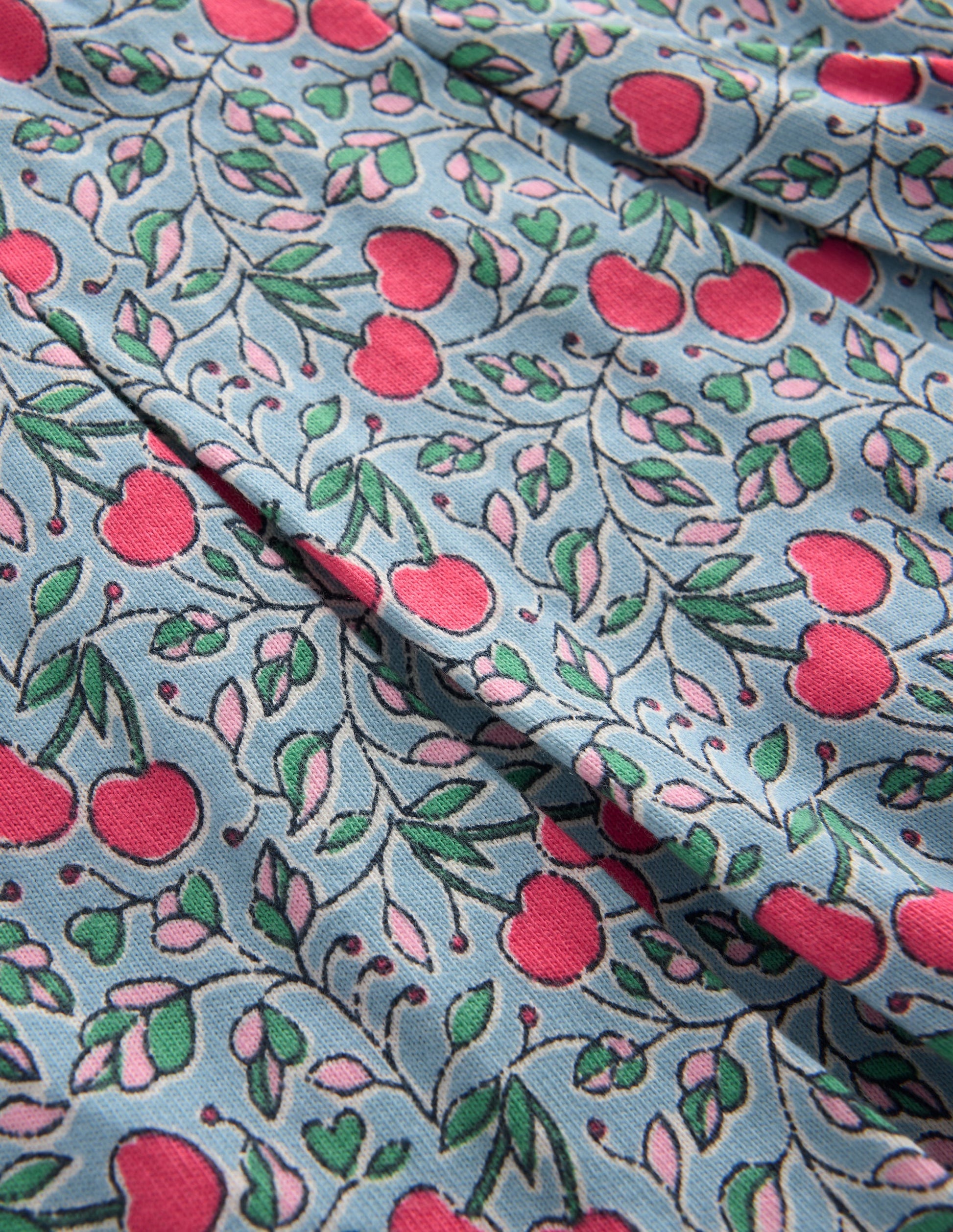 Plissierter Jersey-Skort-Blau Kirschen-3