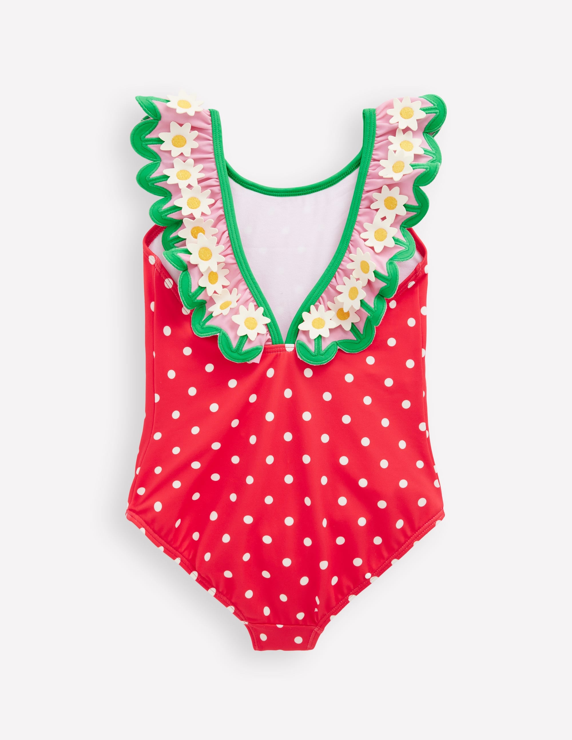 Hallie Badeanzug mit Rüschenträgern-Rot Punkte Gänseblümchen - Image 2