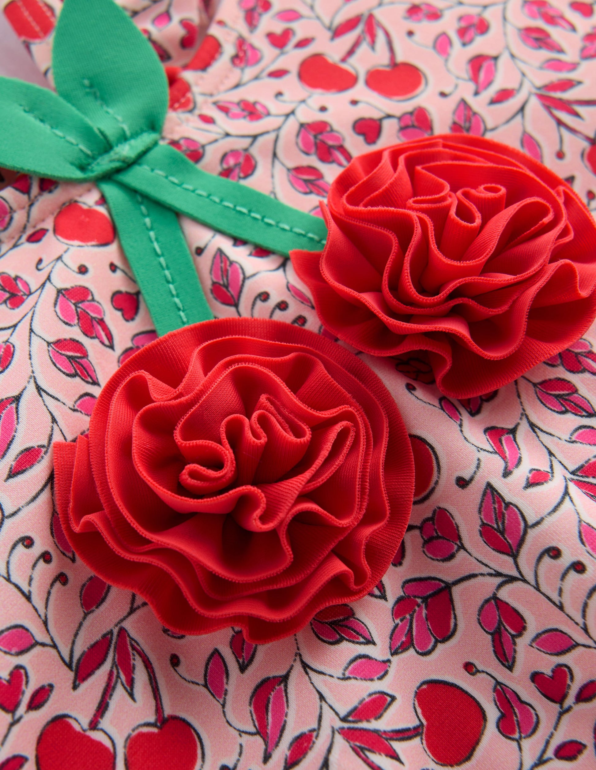 Maillot de bain Hallie à bretelles volantées-Motif Cherry Vine lotus-3