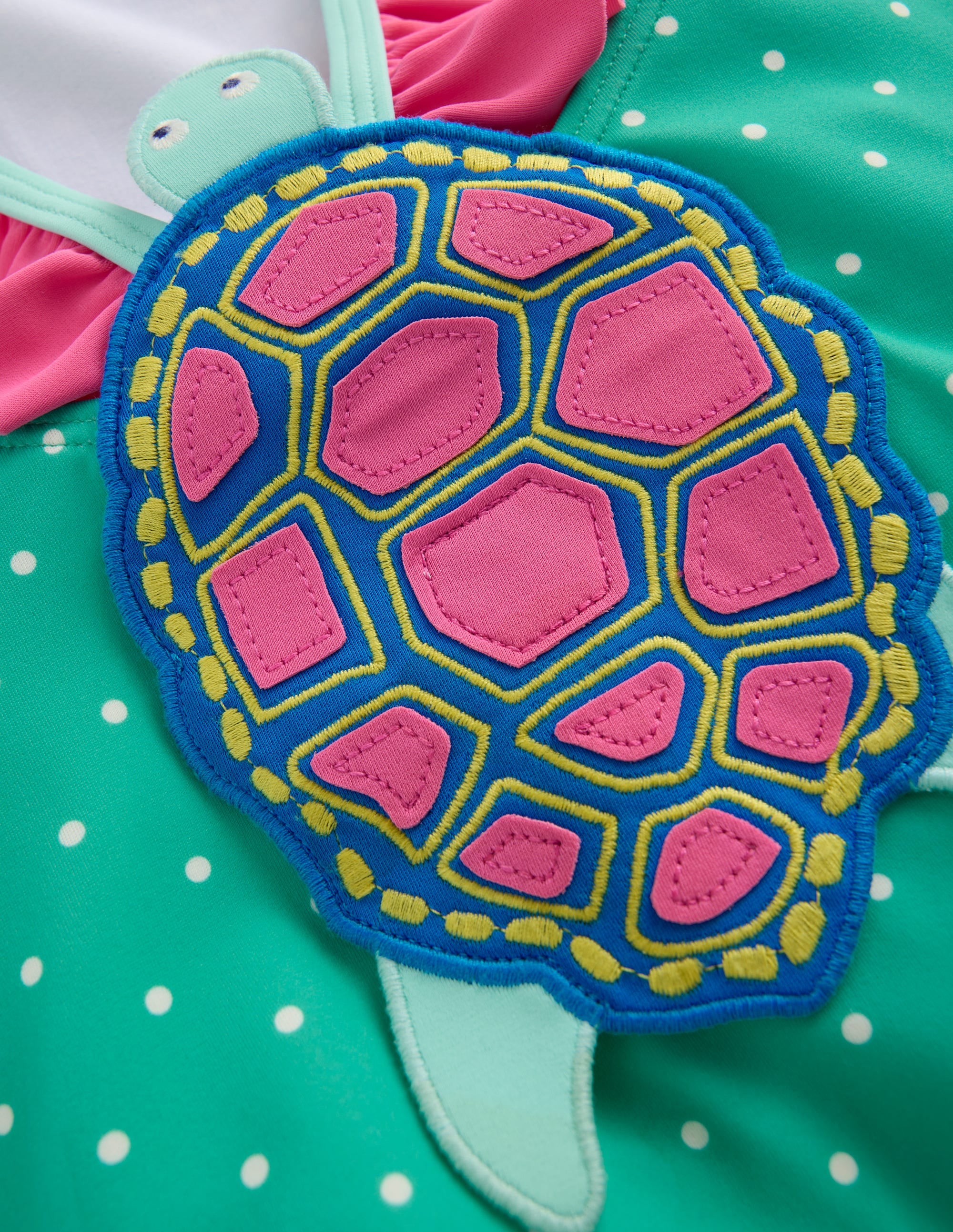 Hallie Badeanzug mit Rüschenträgern-Aqua Meerblau Schildkröte - Image 3