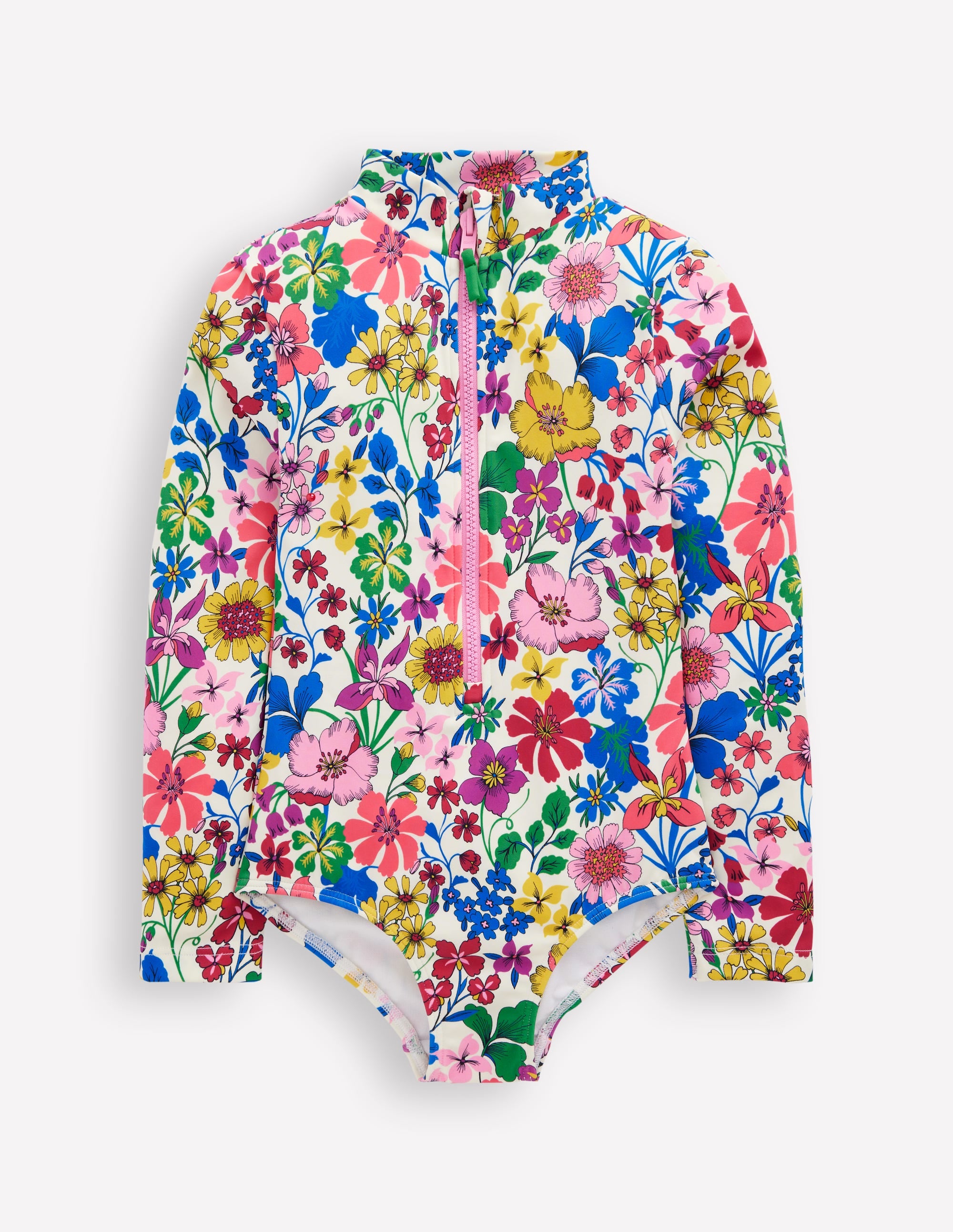 Badeanzug mit langen Ärmeln-Bunt, Regenbogenblumen - Image 1
