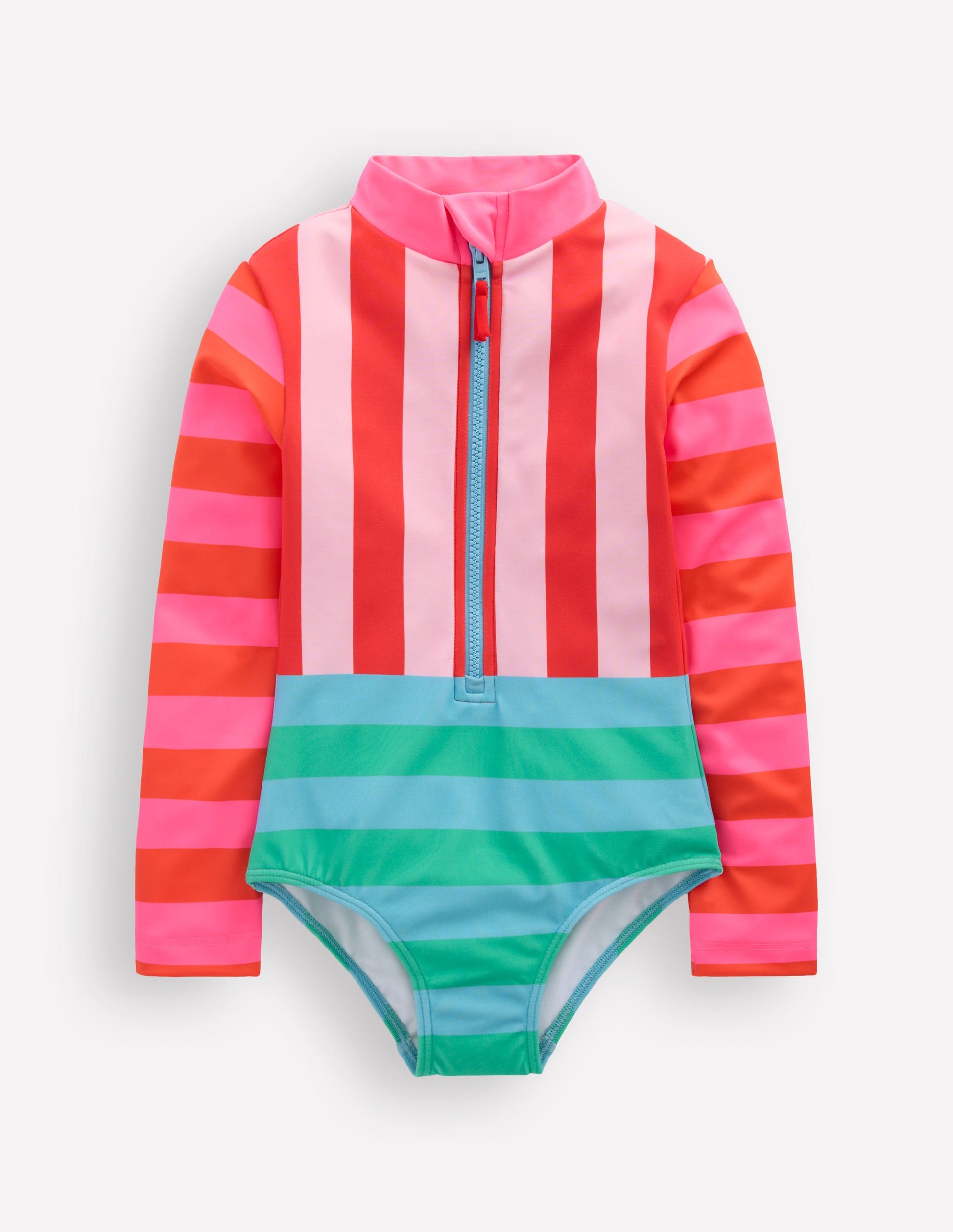 Maillot de bain à manches longues-Rayé Méli-mélo Multicolore-2