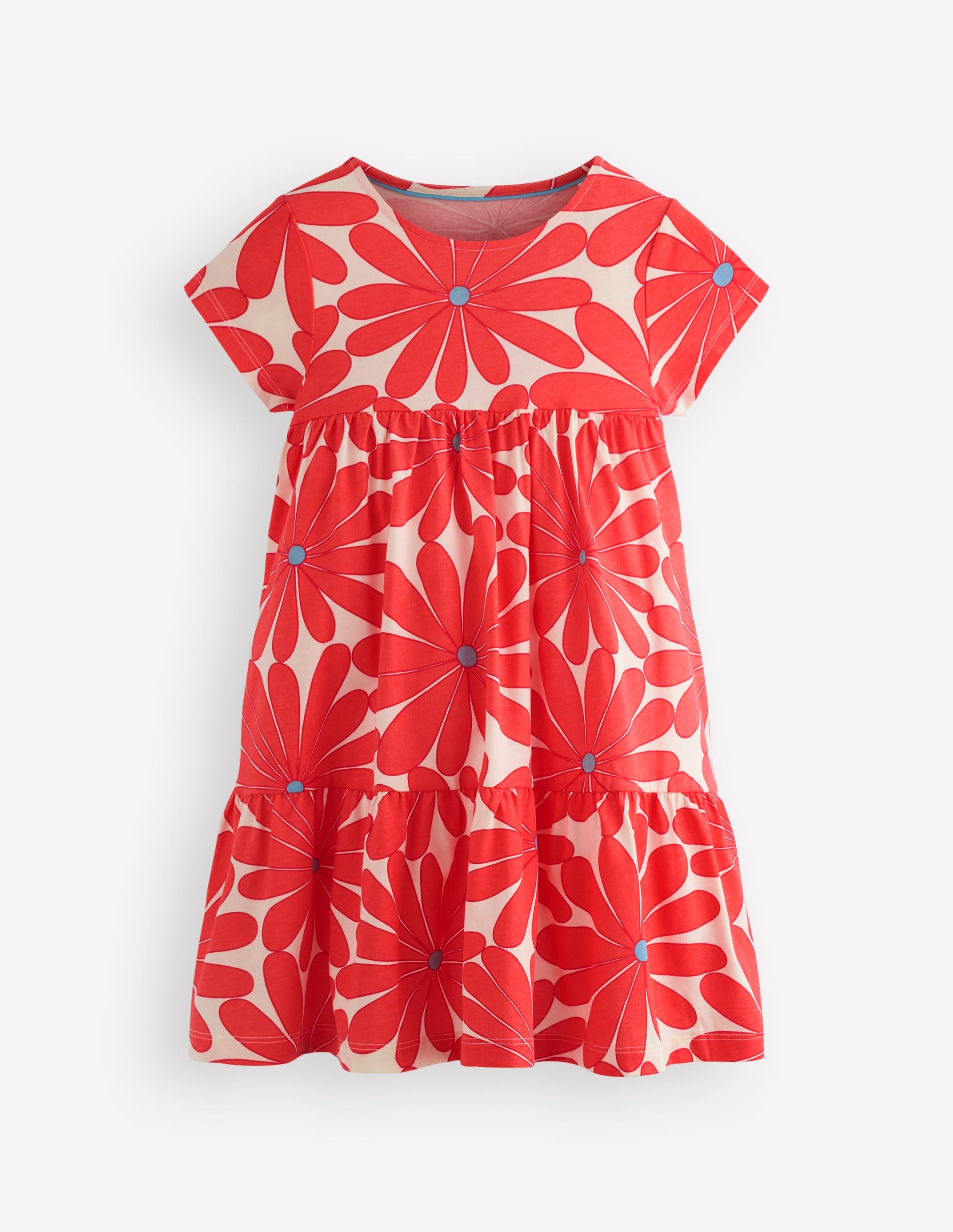 Robe tournoyante Ariel en jersey-Pâquerette géante orange corail - Image 1