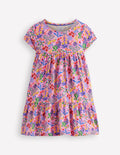 Ariel Jerseykleid zum Herumwirbeln-Wiesenrosa Garten Blumenmuster