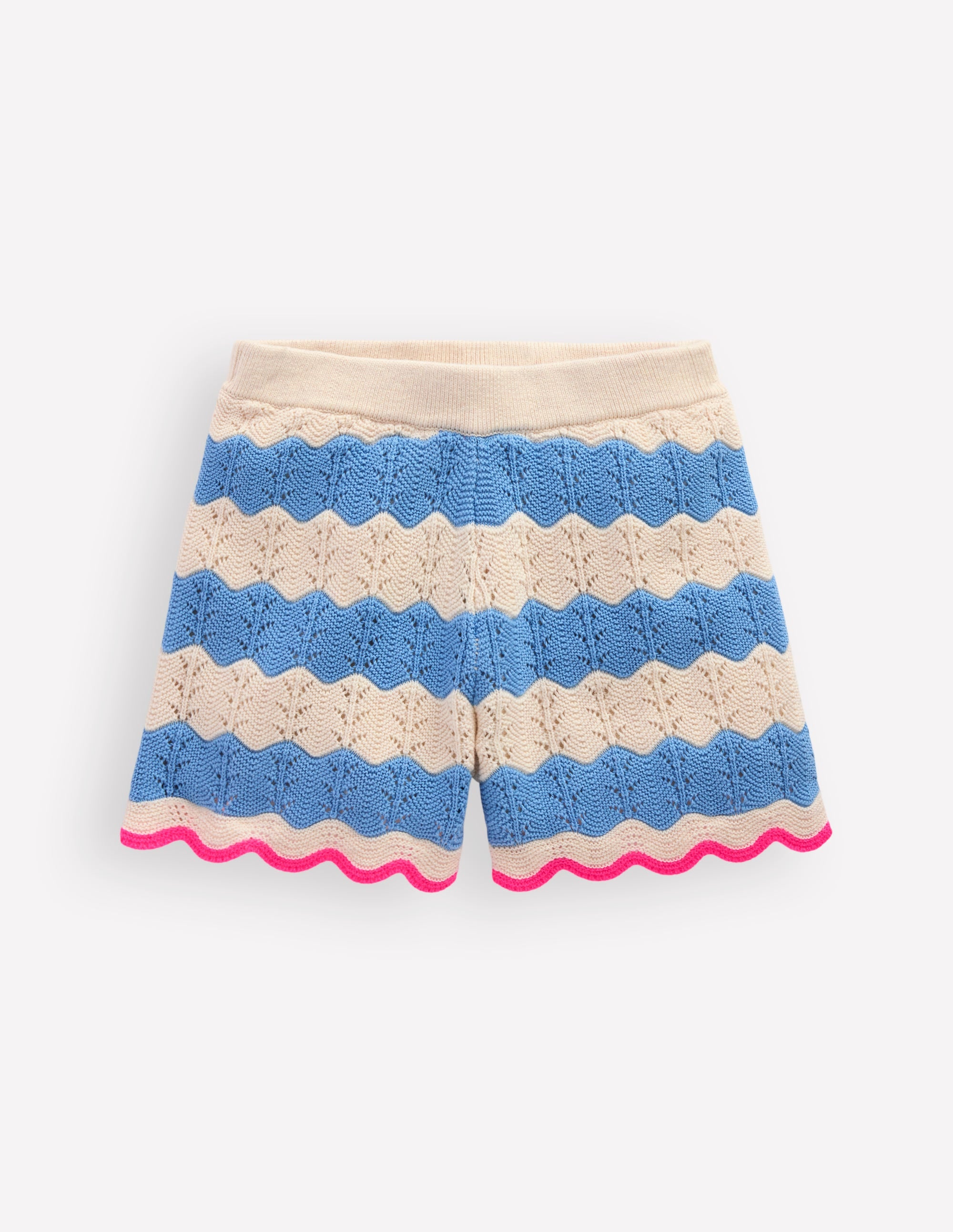 Strick-Shorts-Wellenblau/Beige Meliert - Image 1