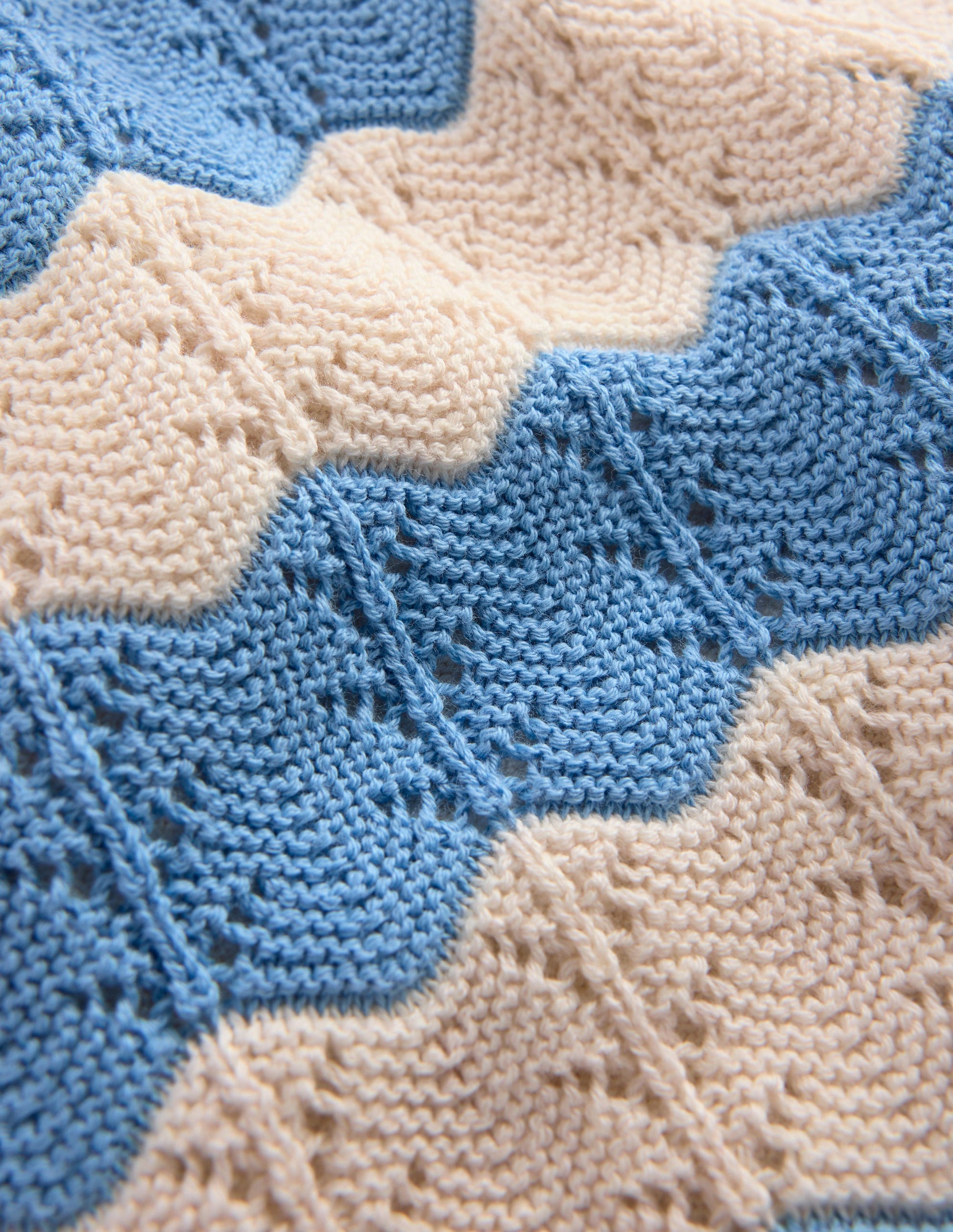 Pointelle Knitted Shorts-Wave Blue/ Ecru Marl-4