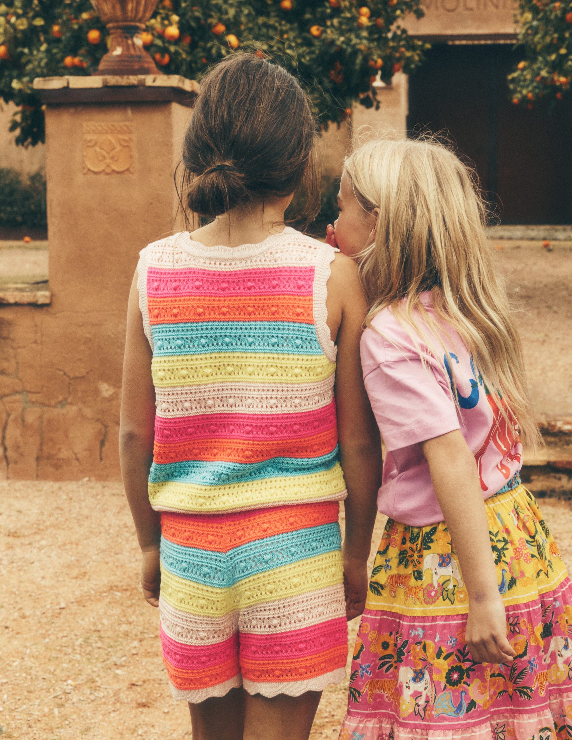 Pointelle-Strick-Shorts-Neon Bunt Streifen-4