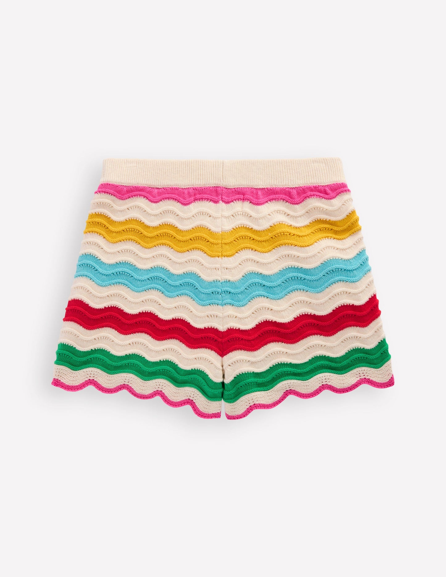 Pointelle Knitted Shorts-Ivory Multi Rainbow