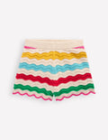 Strick-Shorts-Naturweiß Bunt Regenbogen