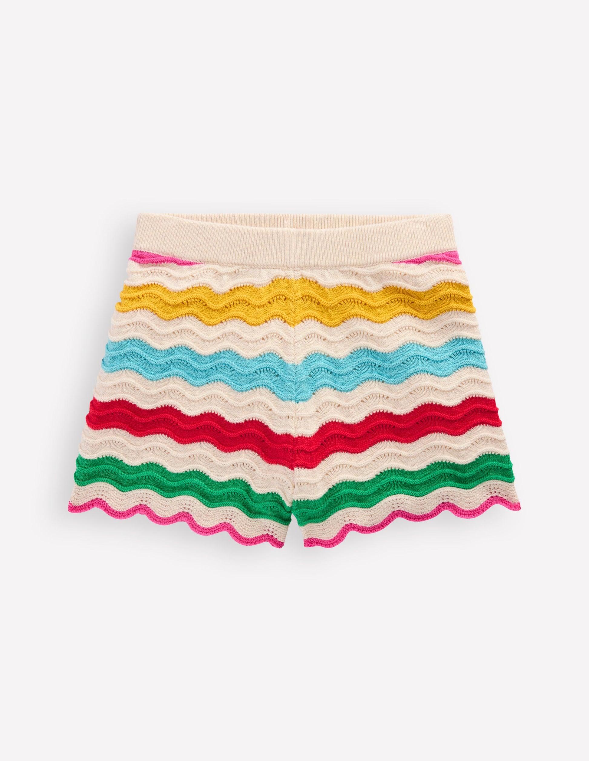 Pointelle Knitted Shorts-Ivory Multi Rainbow-2