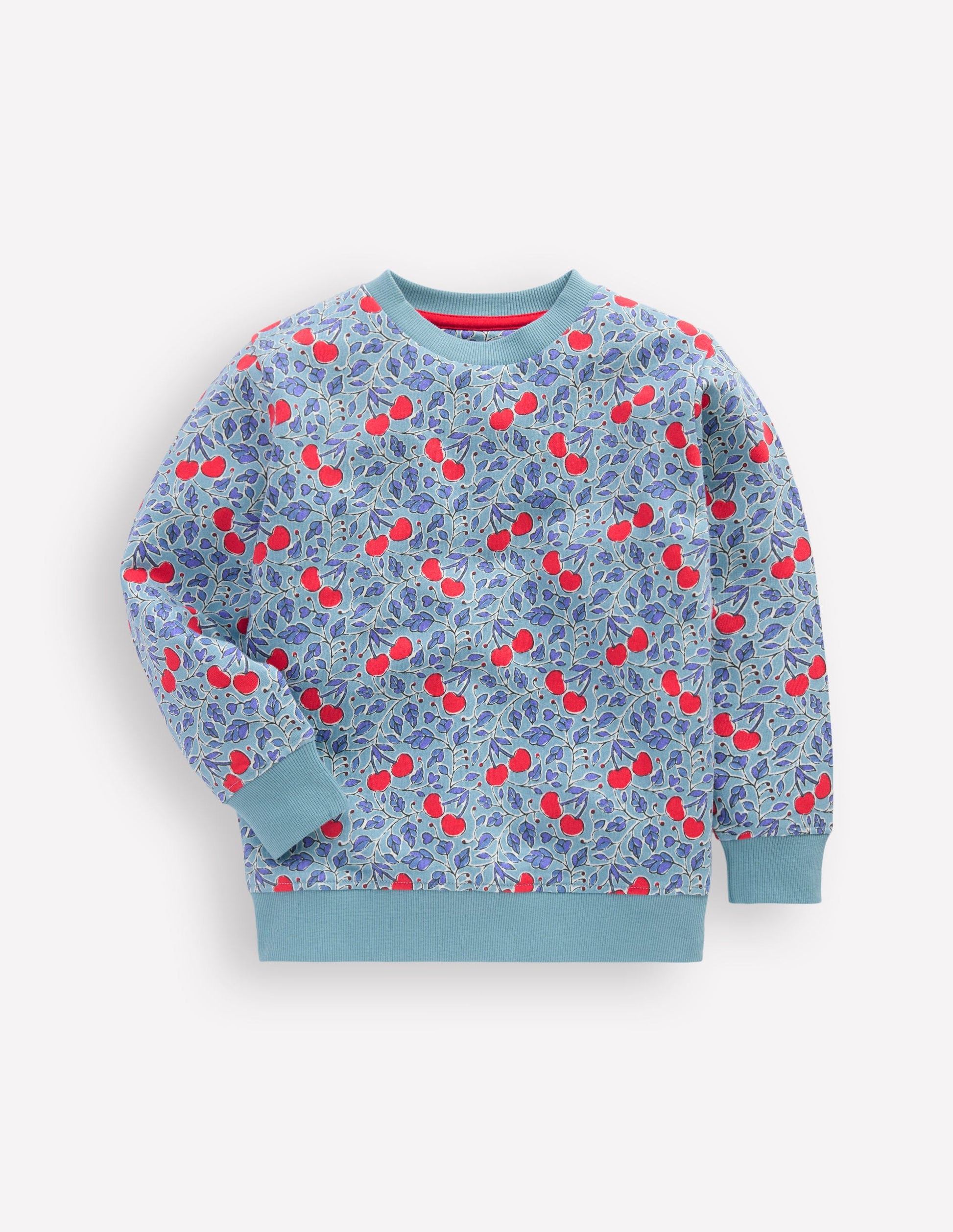 Bedrucktes Sweatshirt-Blau Kirschen-2