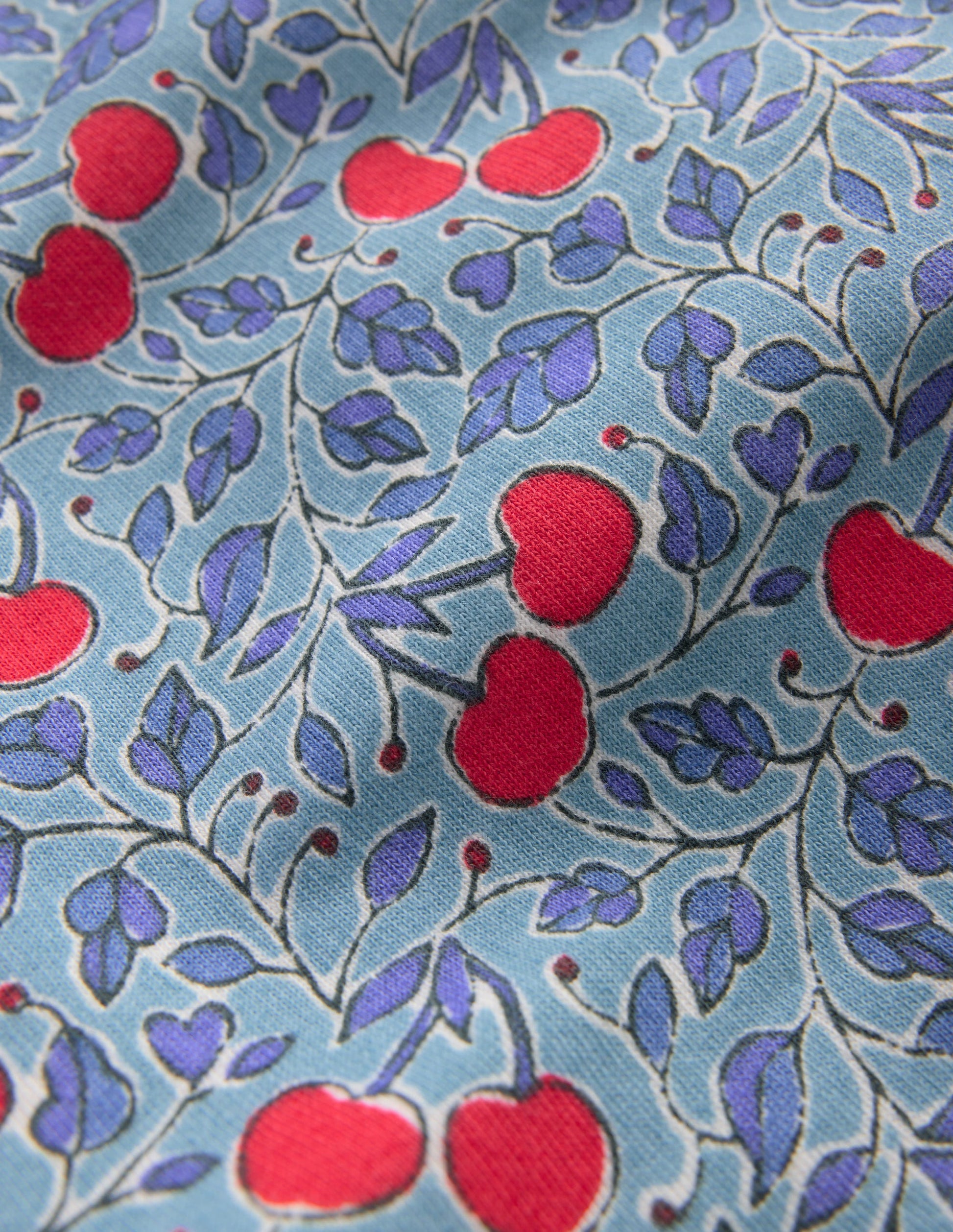 Bedrucktes Sweatshirt-Blau Kirschen-4