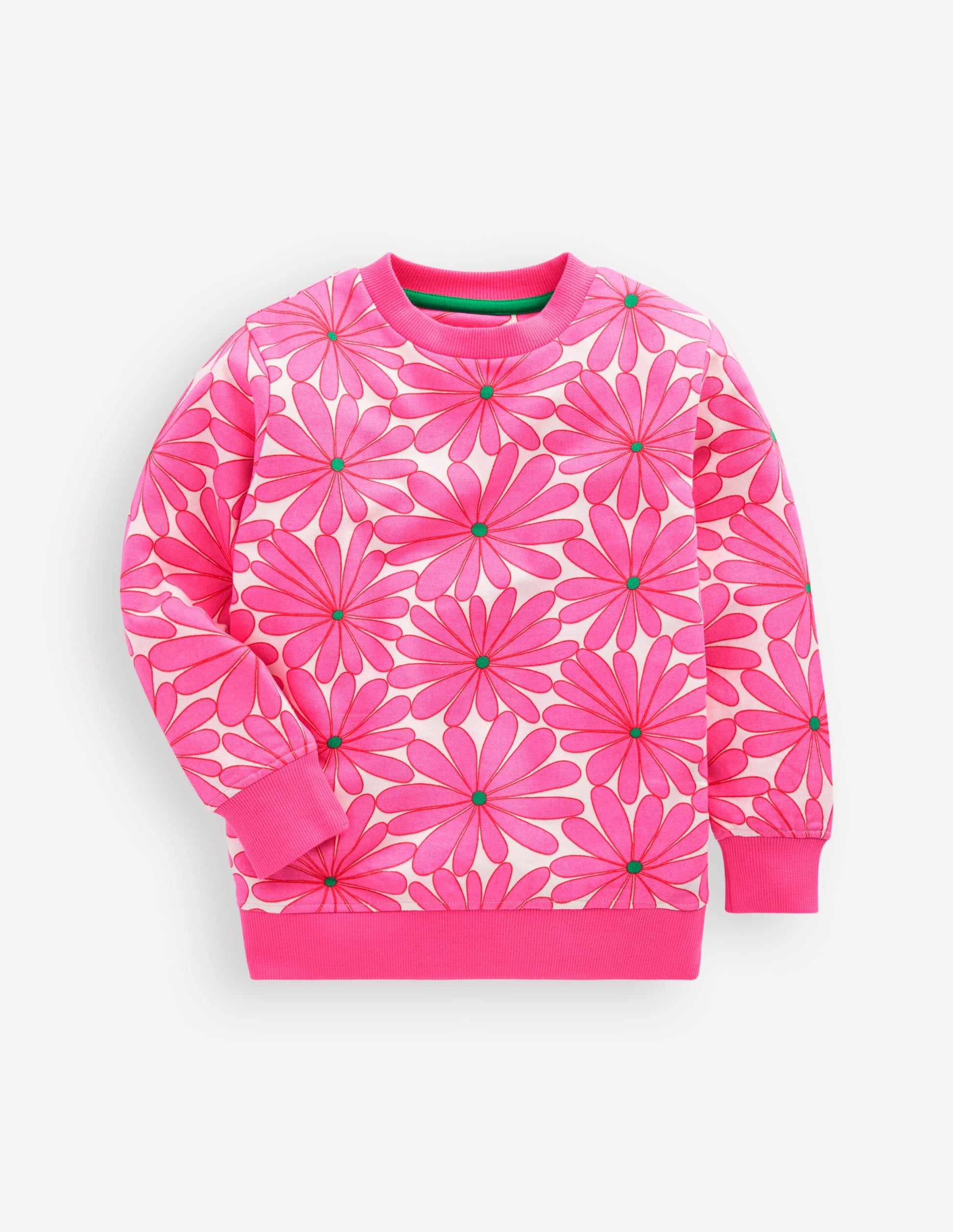 Bedrucktes Sweatshirt-Festivalrosa Riesengänseblümchen-1