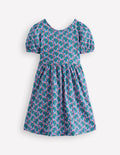 Ballerina-Jerseykleid-Eisvogelblau Florale Rebe