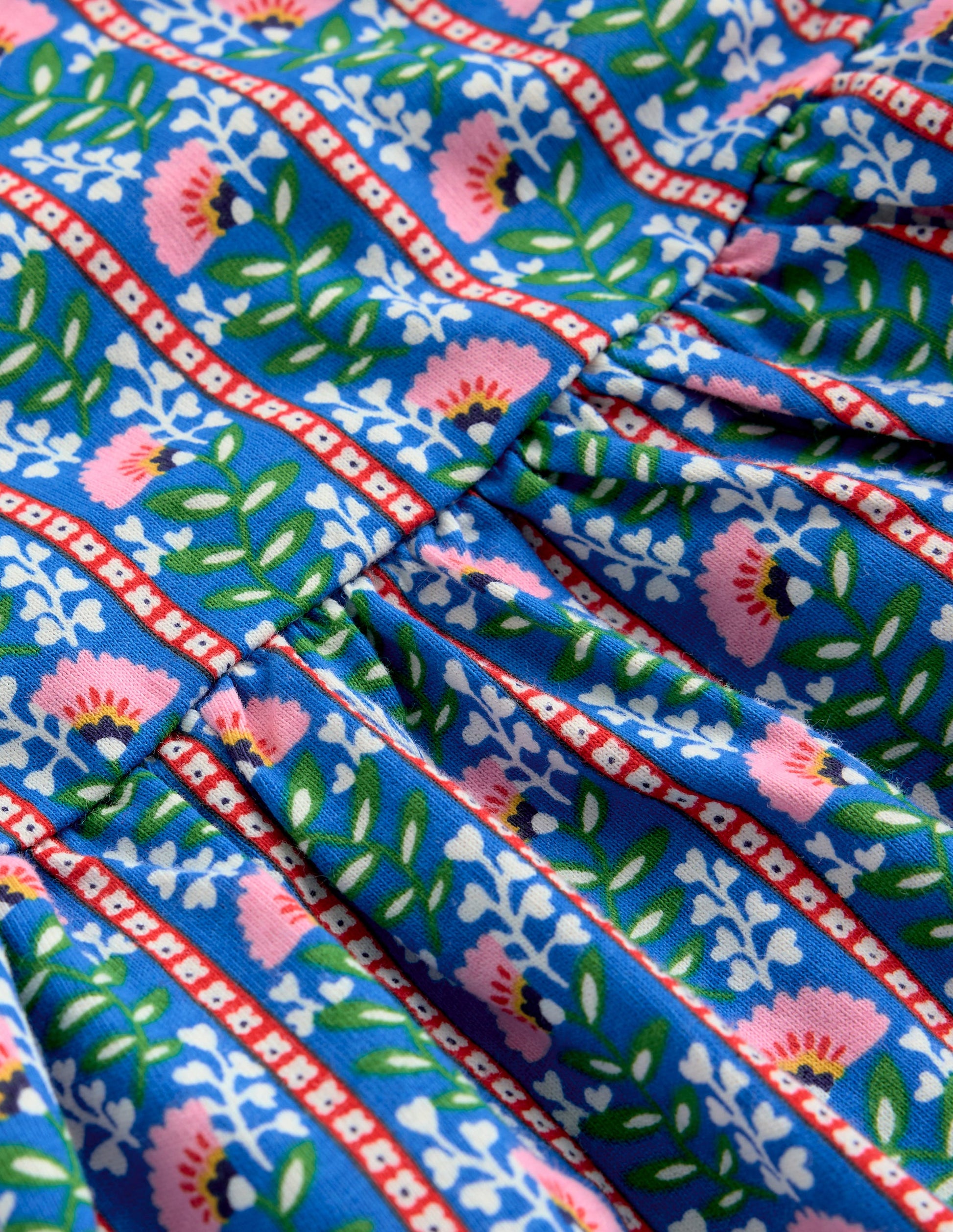 Ballerina Jersey Dress-Kingfisher Blue Floral Vine-3