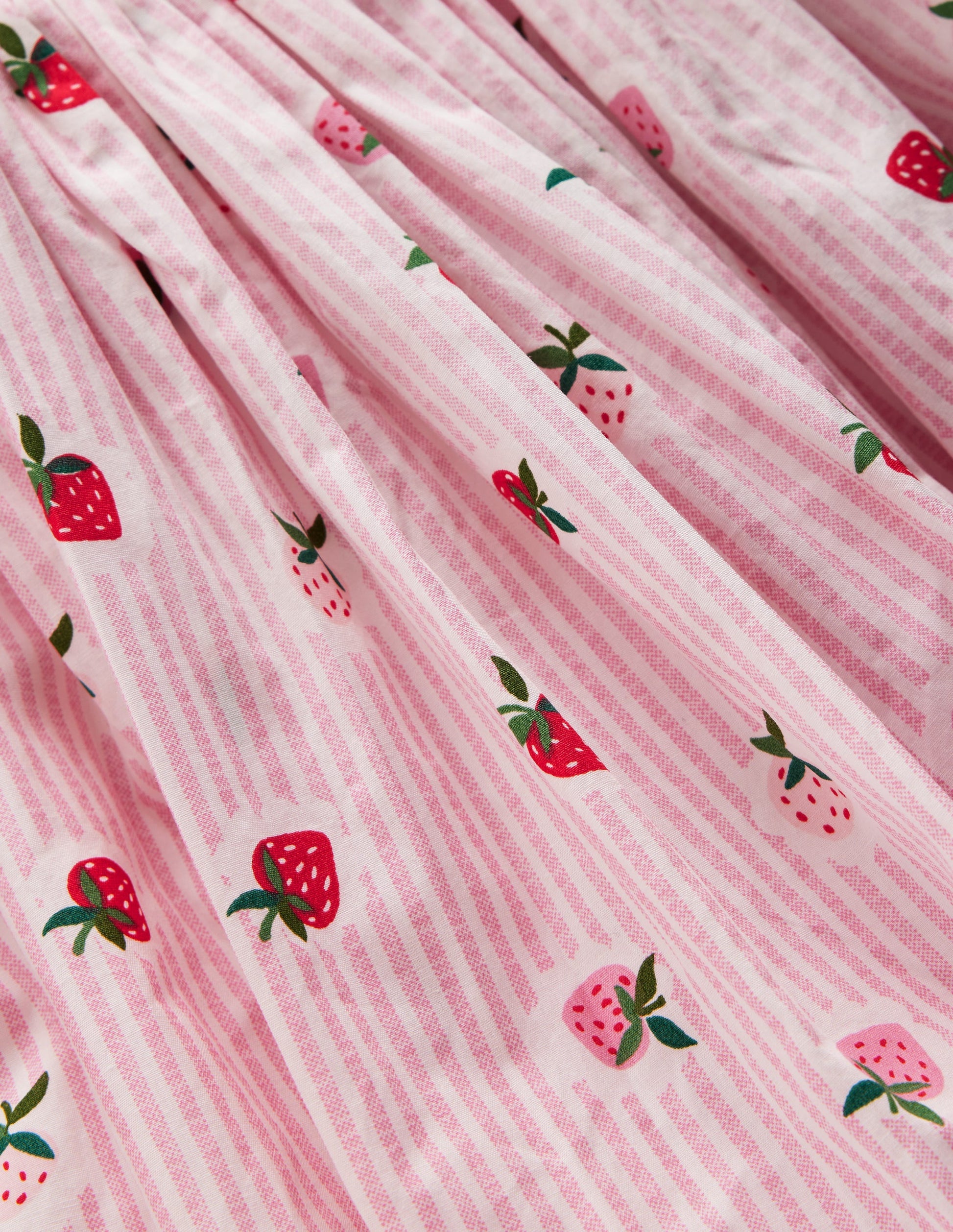 Rippstrick-Kleid mit Ballonsaum-Drillich Streifen Erdbeere-6