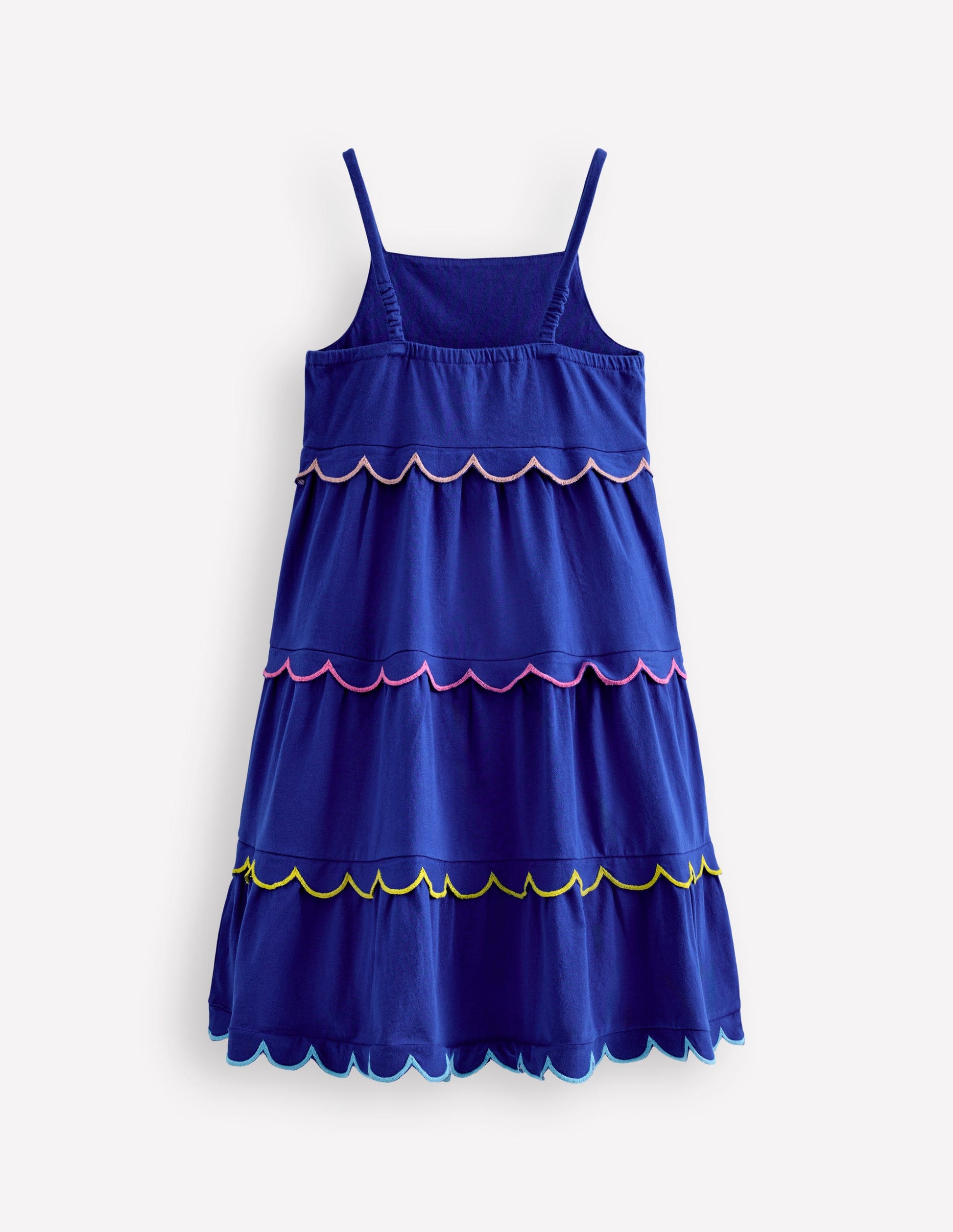 Gestuftes Sommerkleid mit Muschelsaum-Saphirblau-2