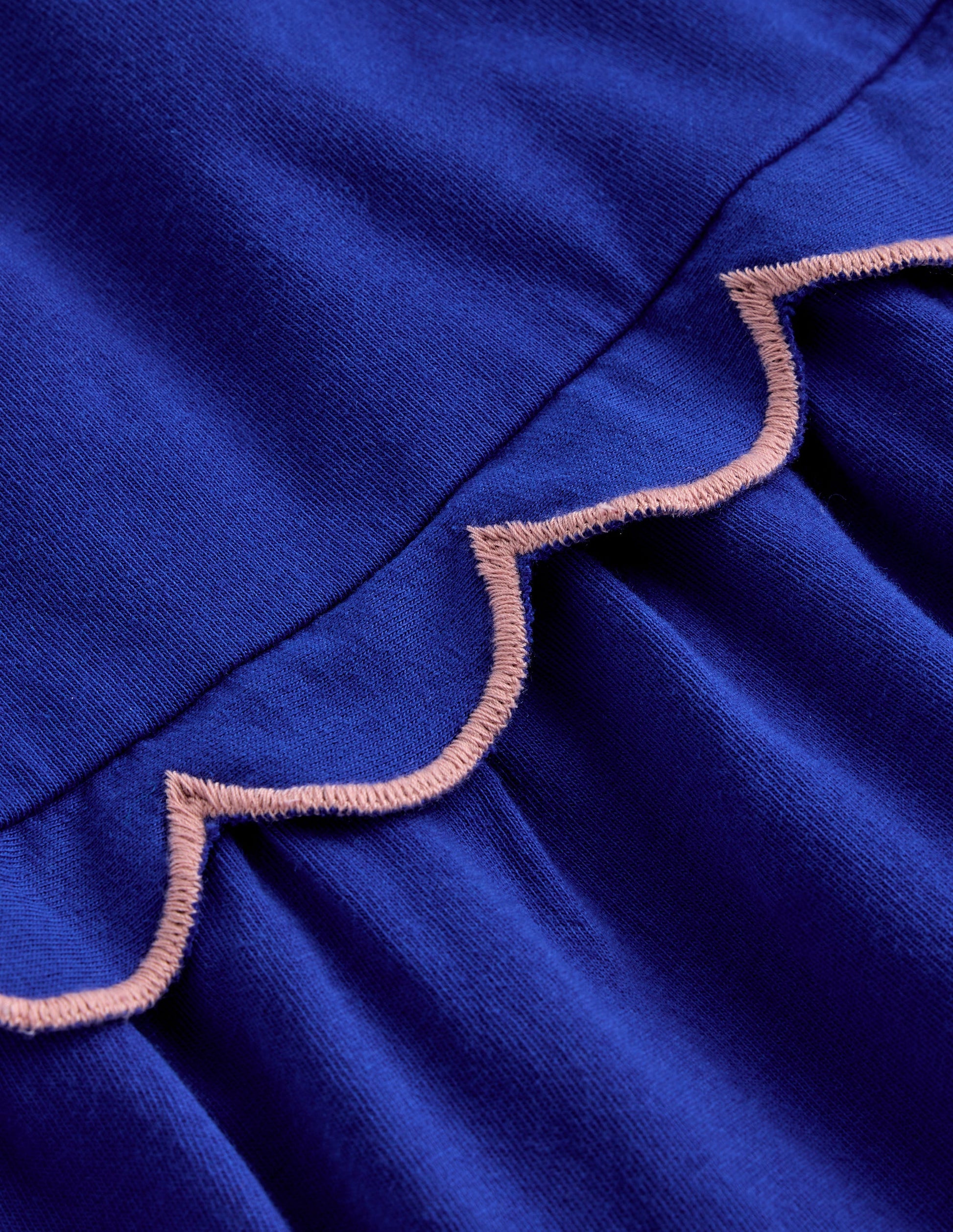 Gestuftes Sommerkleid mit Muschelsaum-Saphirblau-3