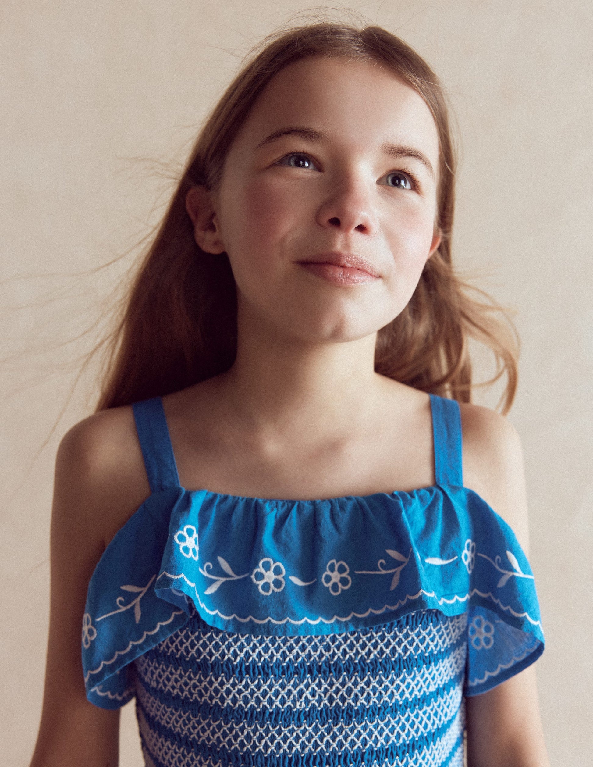 Midikleid aus Jersey mit Stickerei-Blau-2