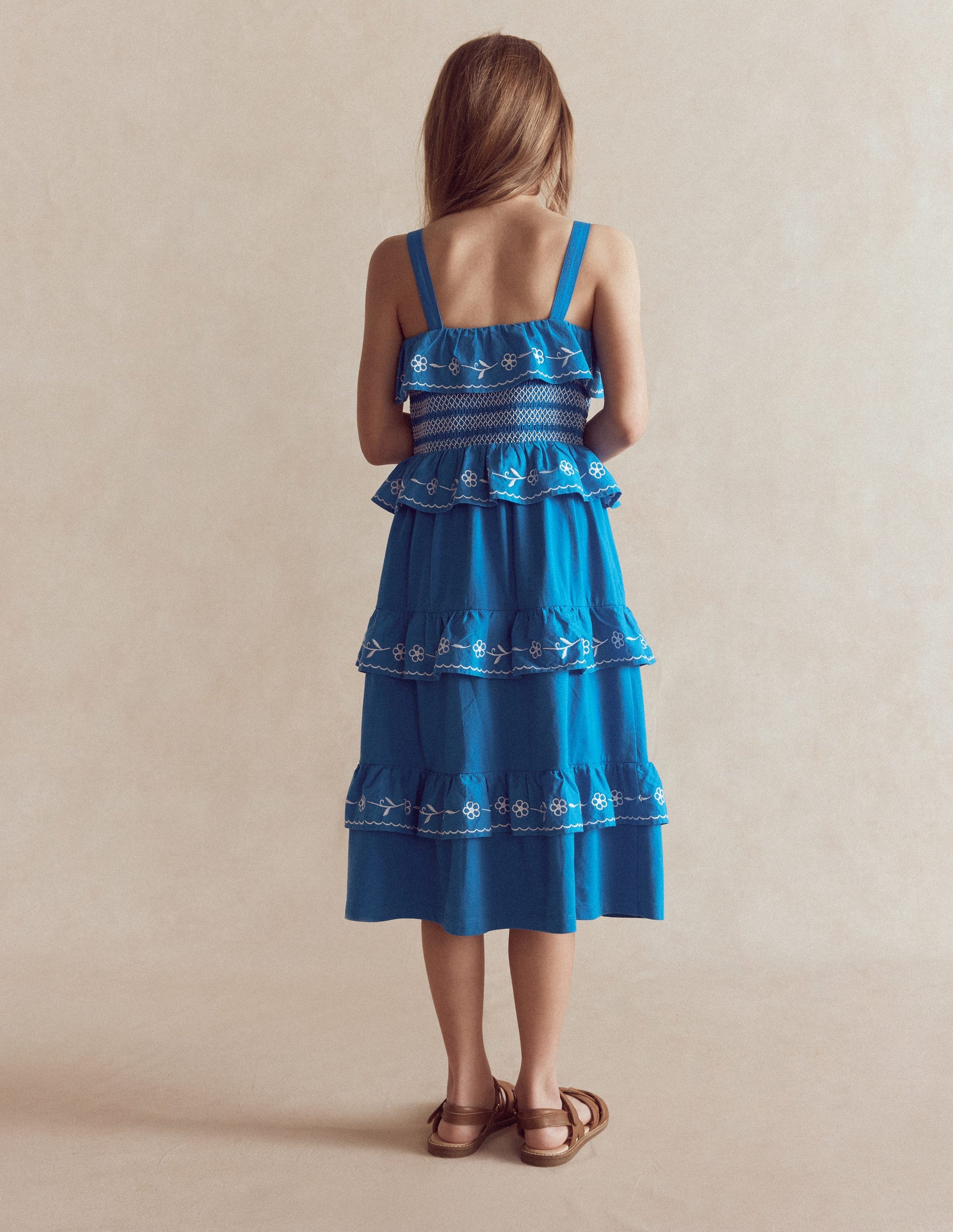 Midikleid aus Jersey mit Stickerei-Blau-3