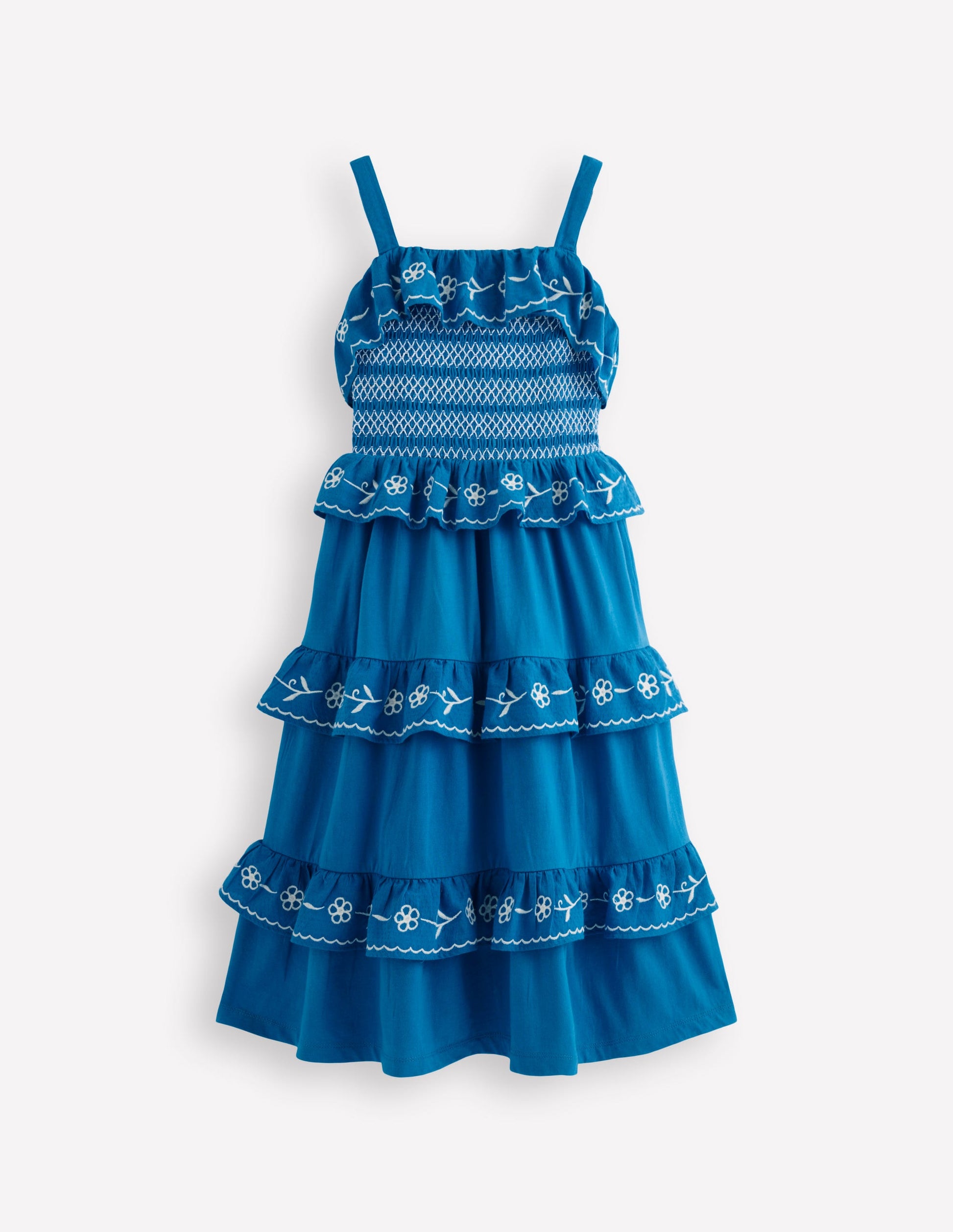 Midikleid aus Jersey mit Stickerei-Blau-4